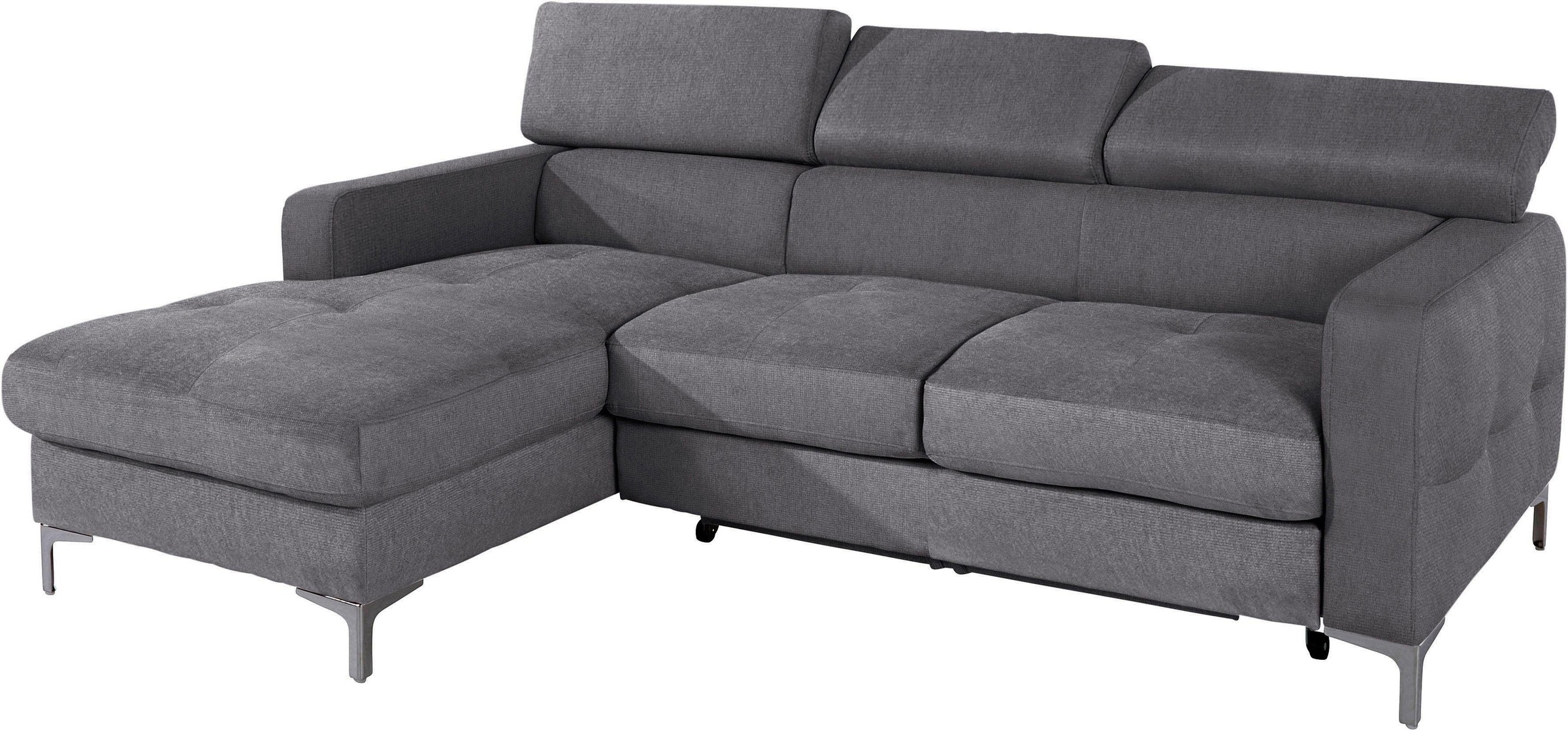 COTTA Polstergarnitur »Sammy L-Form«, (Set), Set bestehend aus: Ecksofa mit Kopfteilverstellung & Hocker