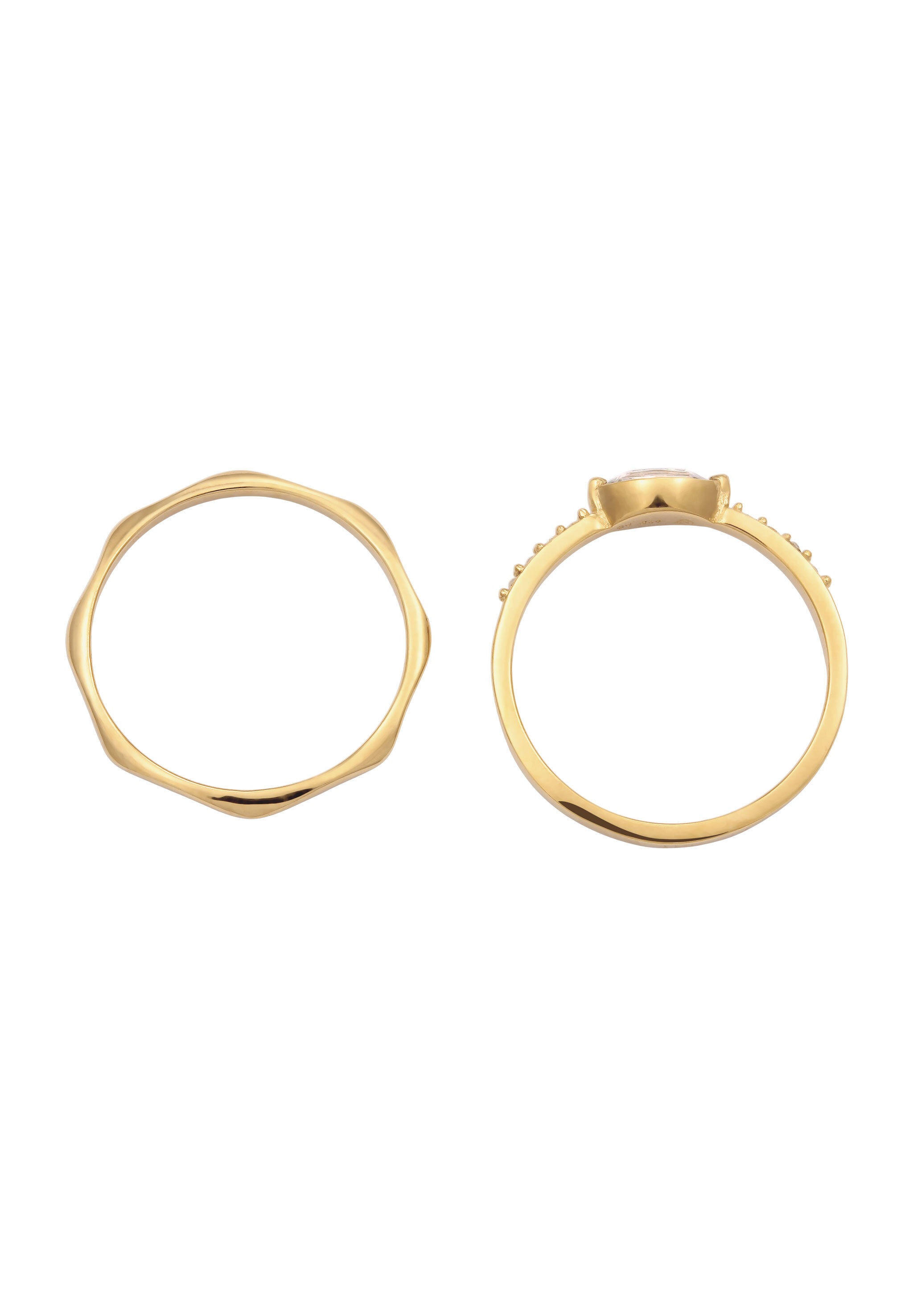 Elli Ring-Set »Ring Set mit Glas Kristalle Weiß 925 Sterling Silber«