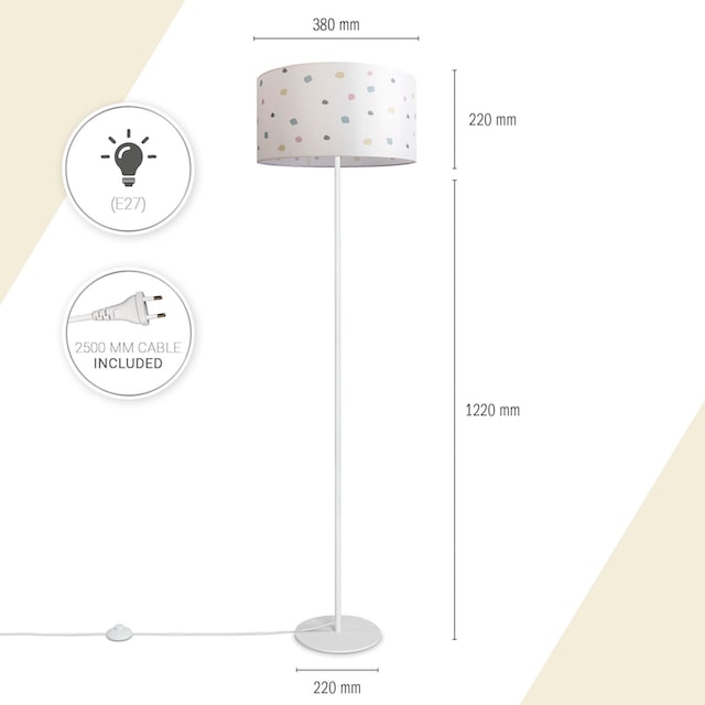 Paco Home Stehlampe »Luca Dots«, Wohnzimmer Stoffschirm E27 Textil  Lampenschirm Rund Punkte Stoff online kaufen | mit 3 Jahren XXL Garantie