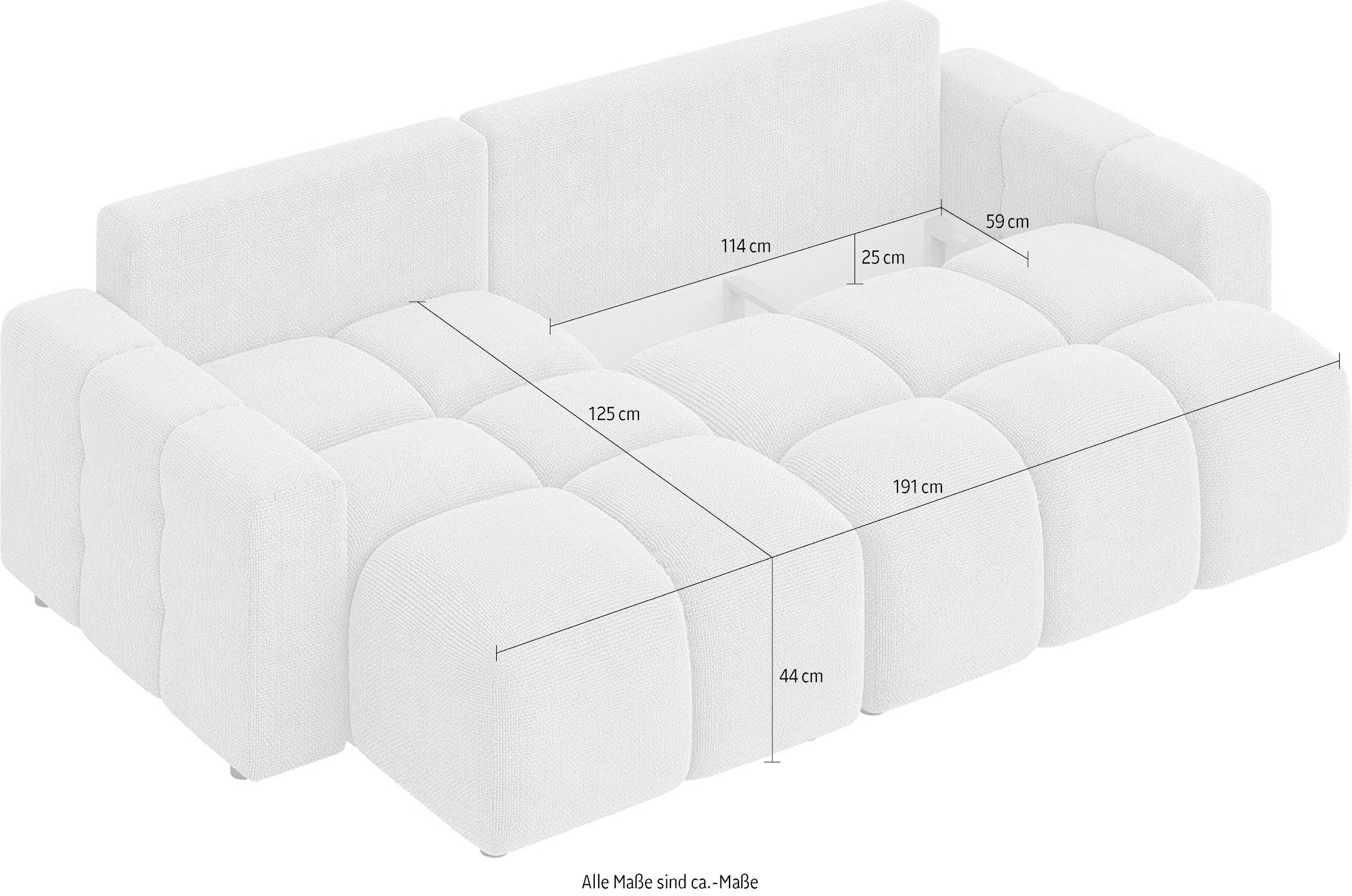 INOSIGN Ecksofa »FELICI, Schlafsofa 233cm, L-Form mit Recamiere beidseitig montierbar«, Designsofa mit Bettfunktion und Bettkasten, Maße B/T/H: 233/142/88 cm
