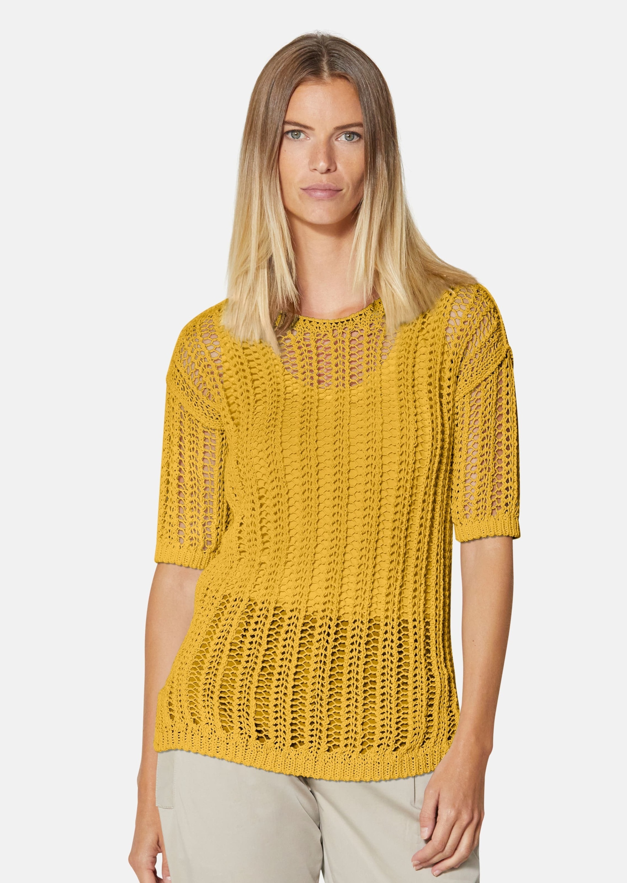 MADELEINE Longpullover »Strickpullover Luftiger Sommerpullover mit Ajour-Muster«