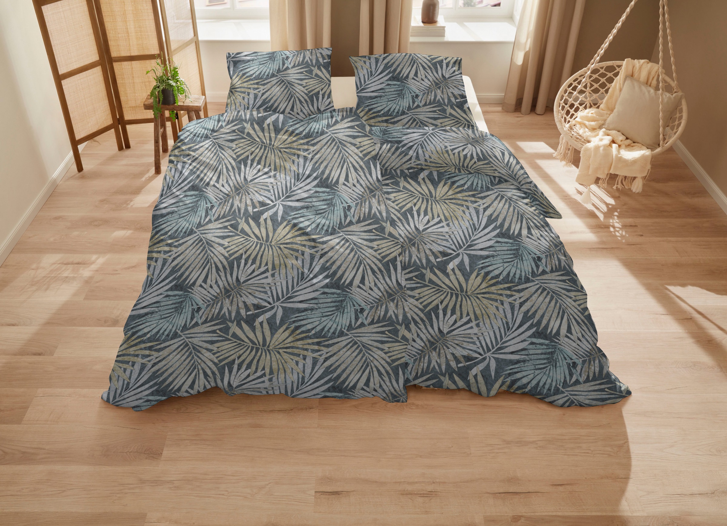 Primera Bettwäsche »Mako-Satin Bettwäsche Palmeral«, mit beruhigenden Palmenblättern