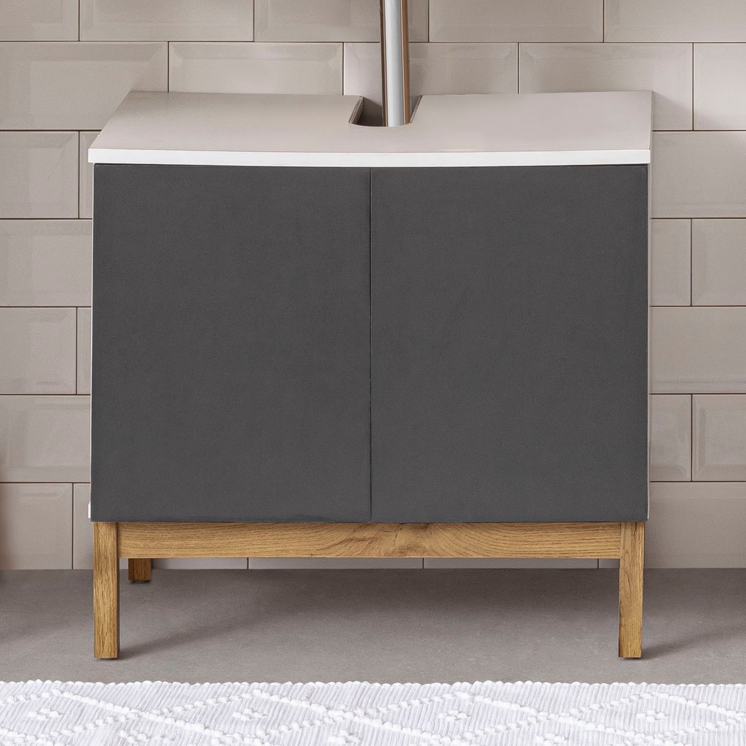 welltime Waschbeckenunterschrank »Stian«, mit 2 Türen und Siphonausschnitt, Breite 60 cm, Höhe 55,5 cm