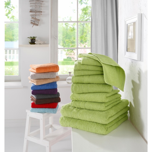 my home Handtuch Set »Inga, Handtücher mit feiner Bordüre,«, Set, 10 tlg.,  Walkfrottee, Duschtücher, Handtücher, Gästetücher, Seiftücher aus 100%  Baumwolle online kaufen
