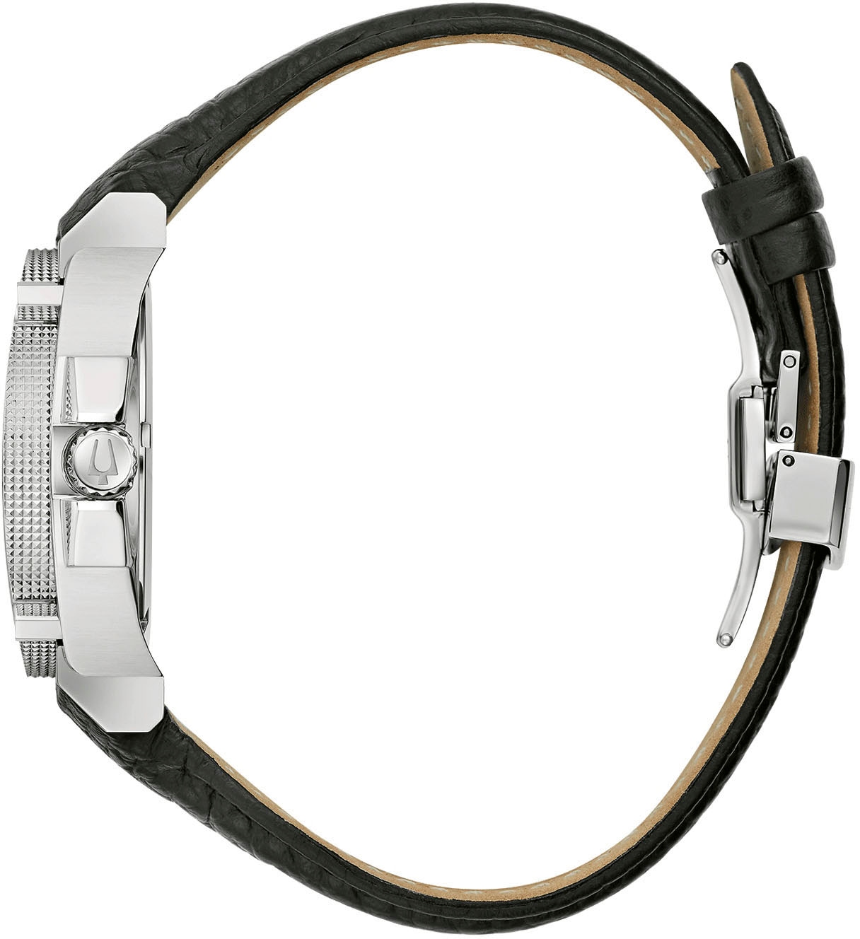 Bulova Quarzuhr, Armbanduhr, Herrenuhr, Lederarmband, Saphirglas, Datum