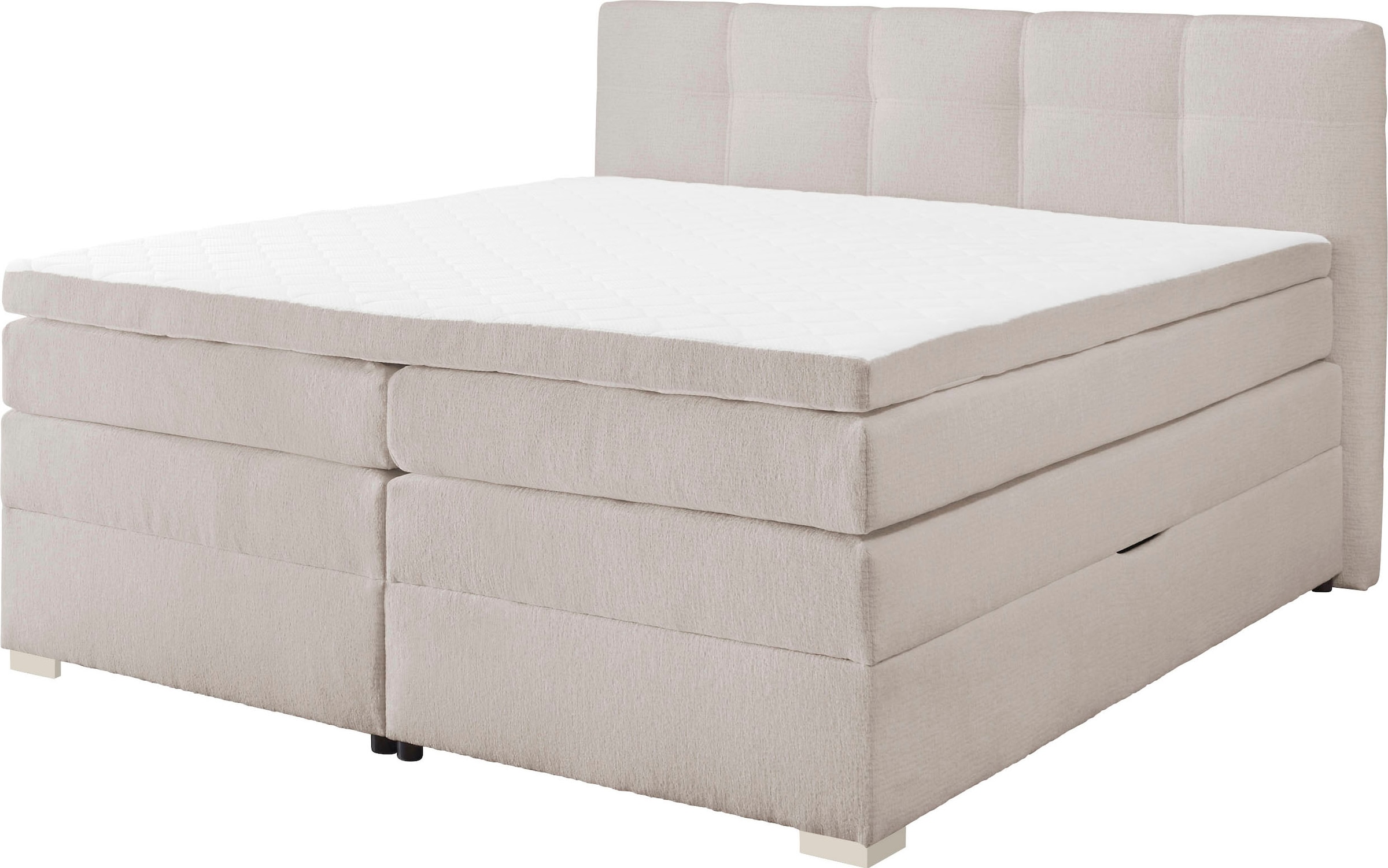 ED EXCITING DESIGN Boxspringbett »FANES, Doppelbett mit Bettkasten und Taschenfederkernmatratze H3« 5 Stk. tlg. mit 7cm Visco-Topper, hochwertiger Chenille-Bezug, 180x200cm