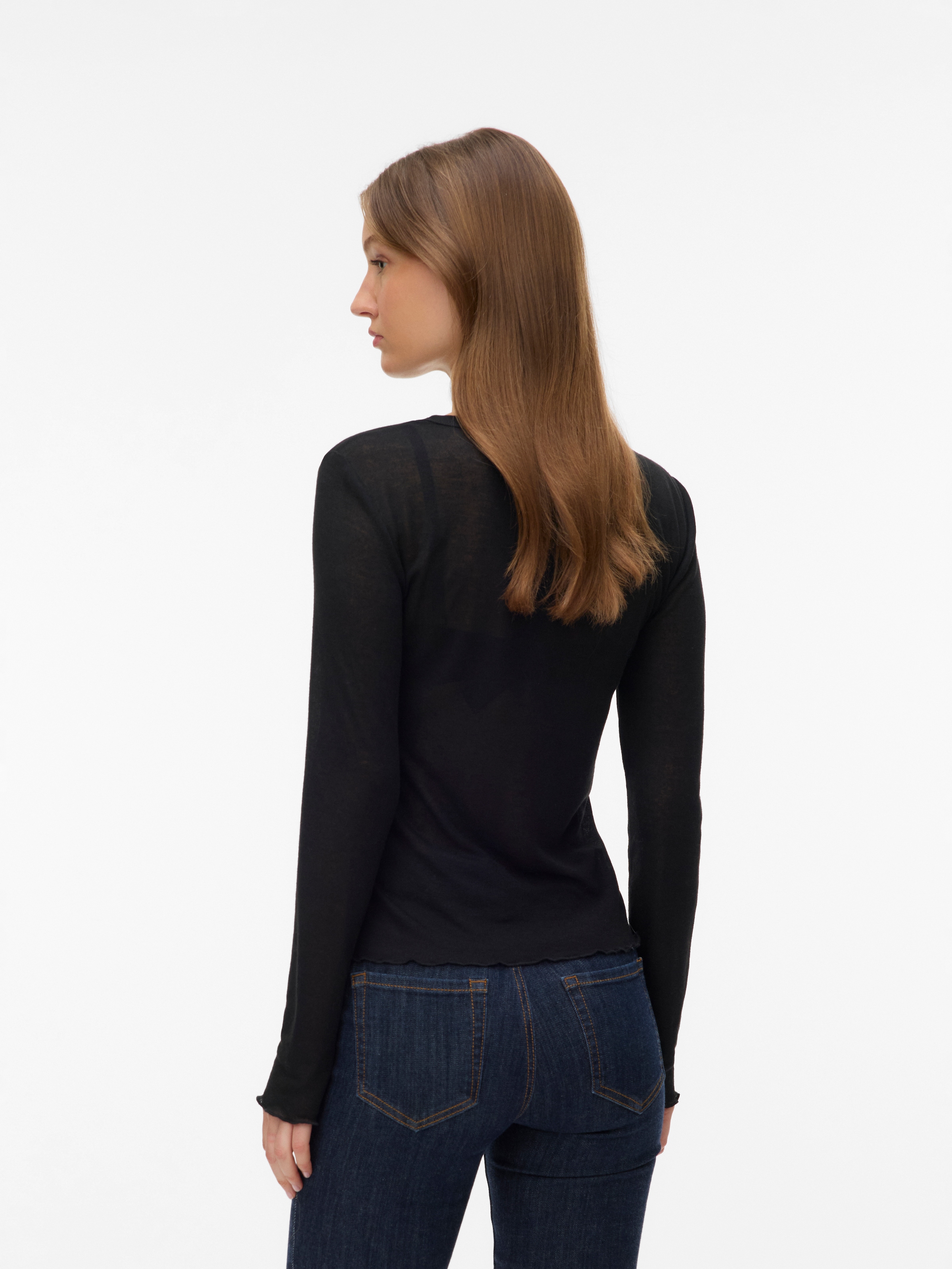 Vero Moda Langarmshirt »VMARIEL LS TOP JRS NOOS« Materialmix, gewellter Saum