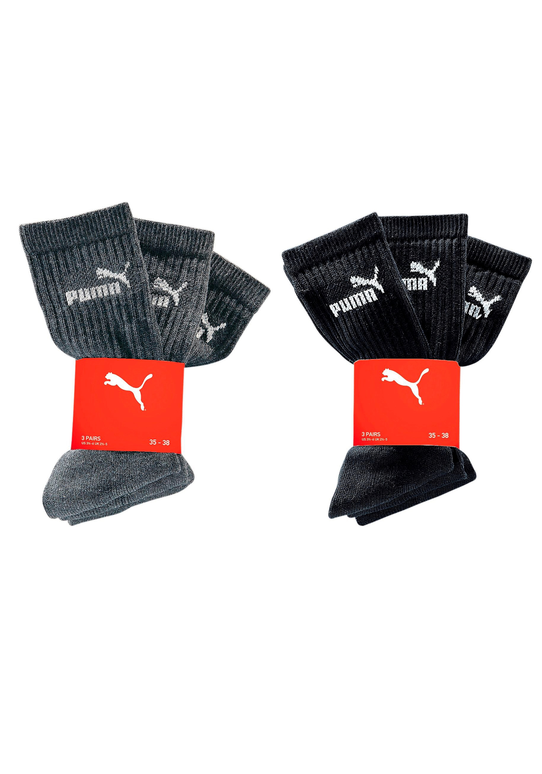 PUMA Sportsocken, (6er-Pack), mit klassischer Rippe