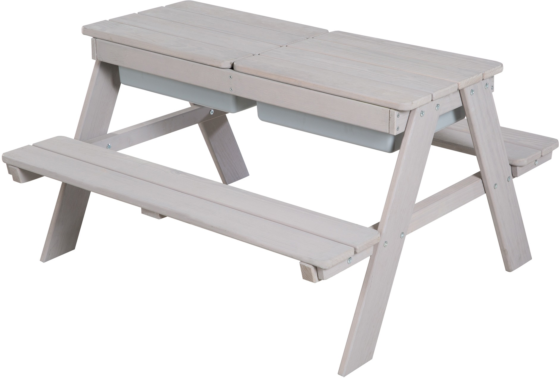 roba® Kindersitzgruppe »Picknick for 4 Outdoor + mit Spielwannen, Grau«, (Set), mit abgerundeten Ecken; inklusive Sitzauflagen Â»Little StarsÂ«