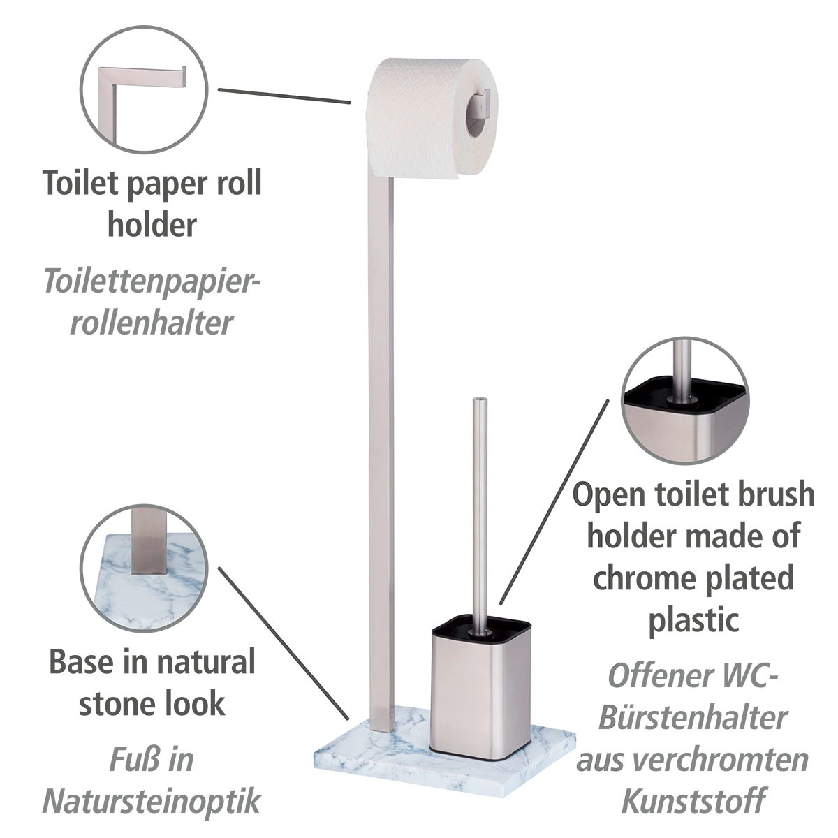 WENKO WC-Garnitur »Aprilia«, aus Edelstahl-Kunststoff, Rollenhalter kaufen mit XXL und Jahren online Garantie inkl. 3 WC-Bürste 