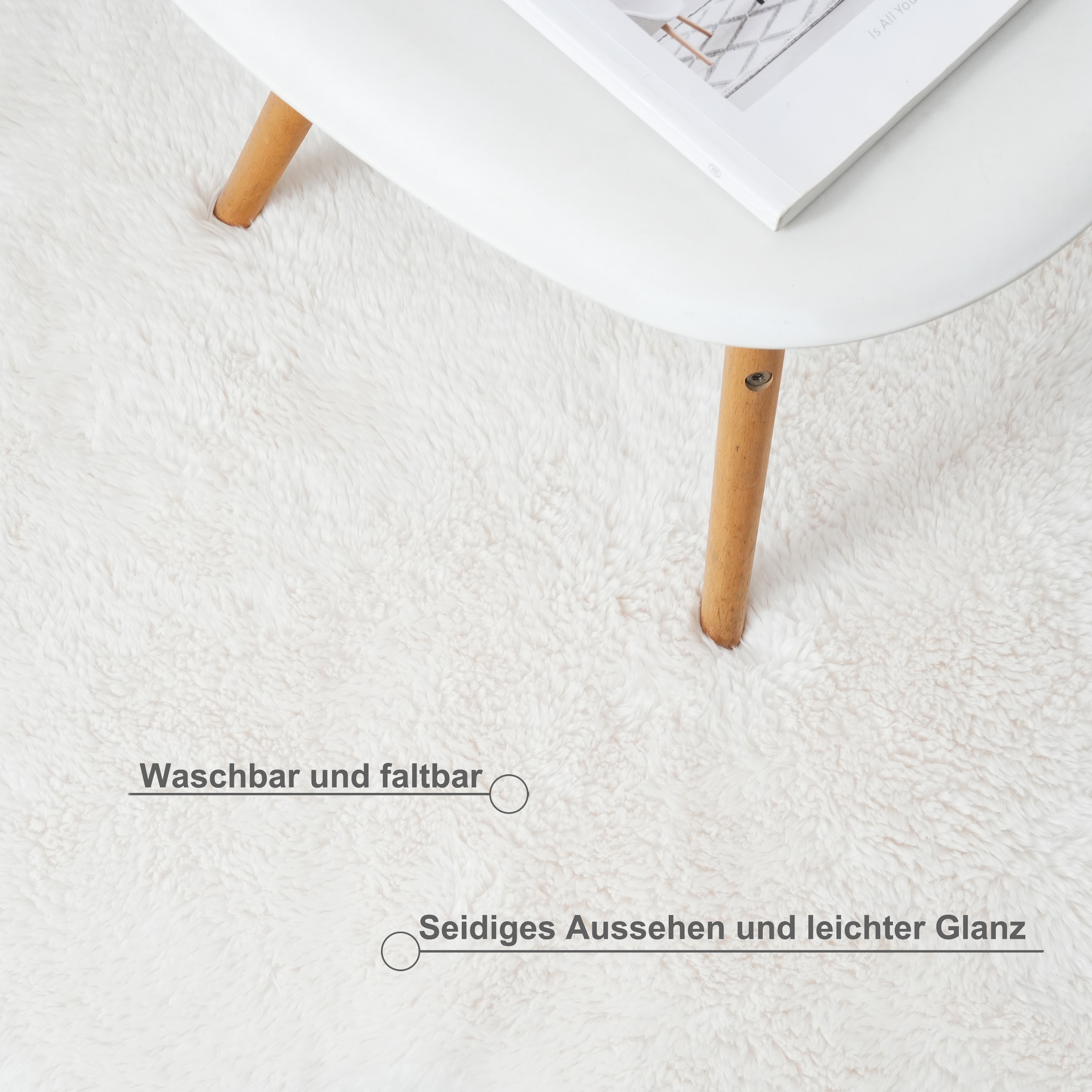 OTTO home Hochflor-Teppich »Mollin, Fellform, leichter Glanz« rechteckig 30 mm Höhe Kunstfell, Fellimitat, waschbar, flauschig, weich, Wohnzimmer