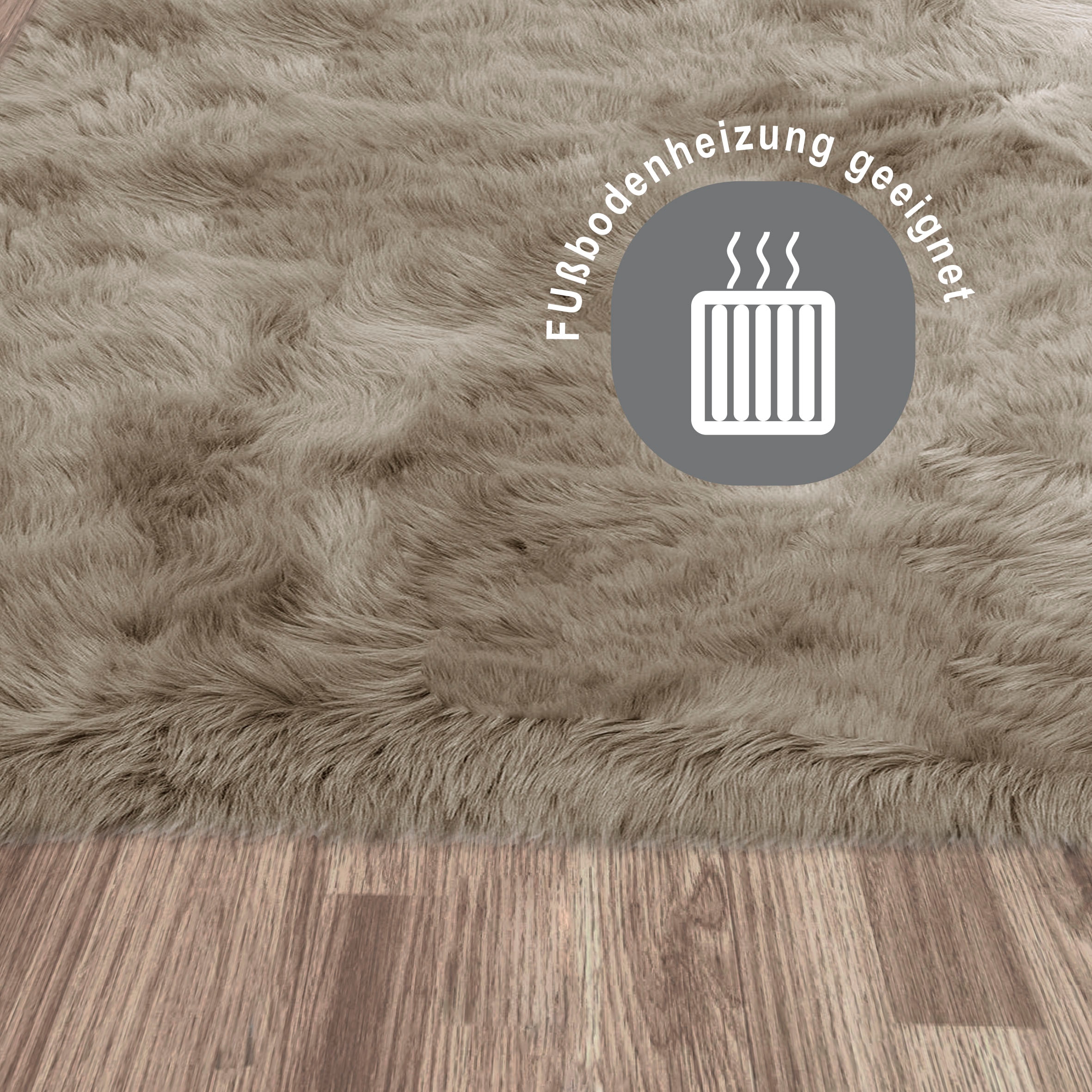 Home affaire Fellteppich »Valeria«, rund, 60 mm Höhe, Kunstfell Teppich, besonders weich und flauschig, fußbodenheizungsgeeignet, pflegeleicht, ideale Teppiche für Wohnzimmer, Schlafzimmer und Esszimmer