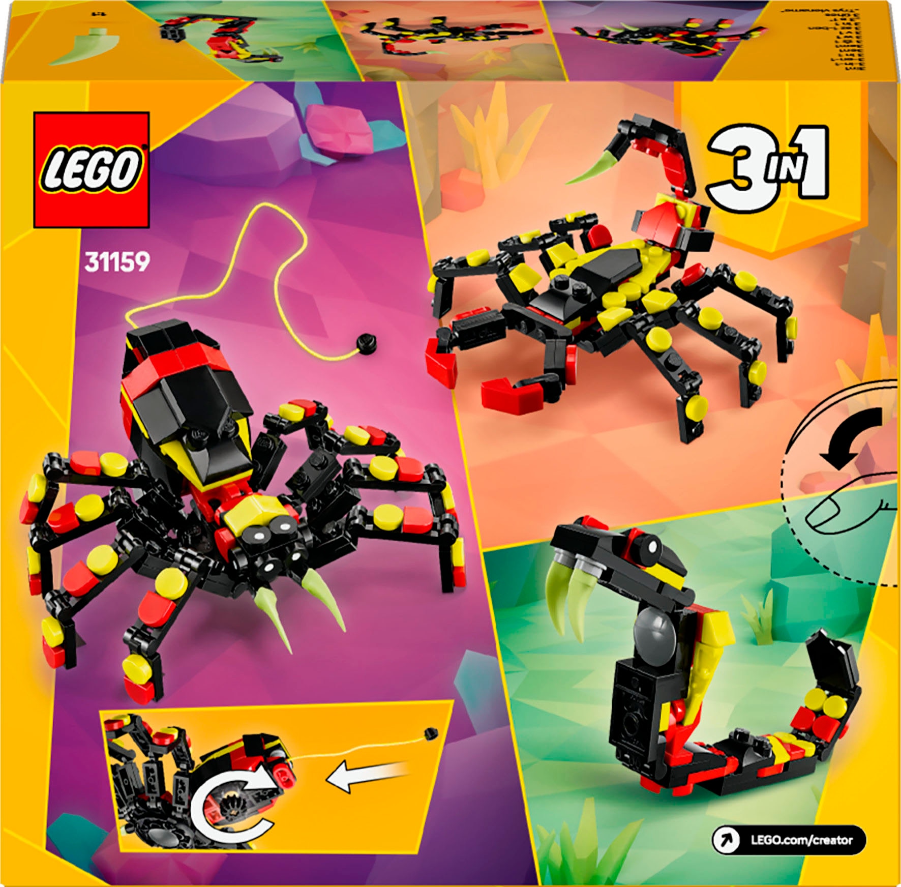 LEGO® Konstruktionsspielsteine »Wilde Tiere: Überraschungsspinne (31159), LEGO Creator«, (153 St.), Made in Europe