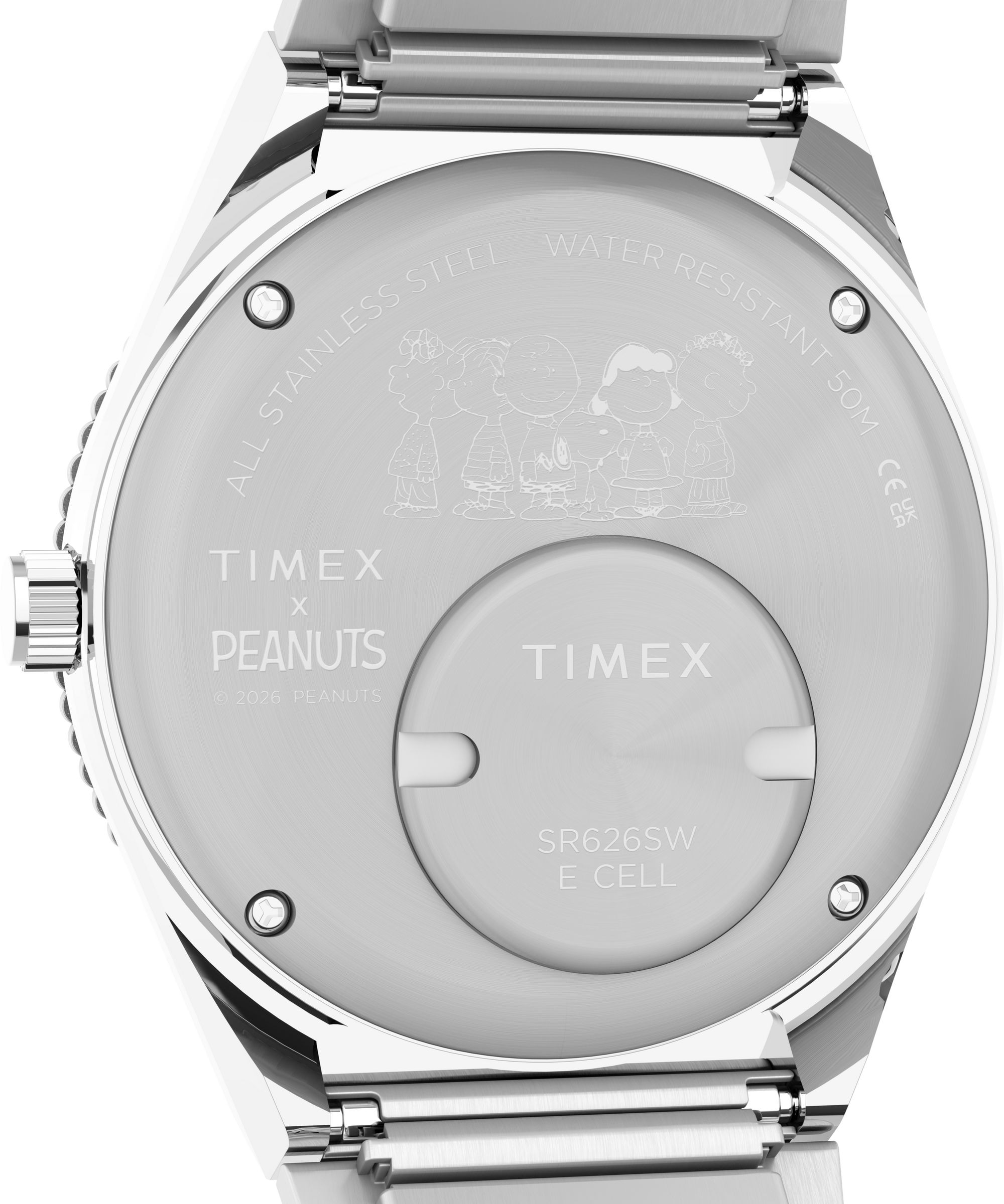 Timex Quarzuhr »Timex x Peanuts Q Timex« Armbanduhr, Damenuhr, Edelstahlarmband, analog, Beleuchtung