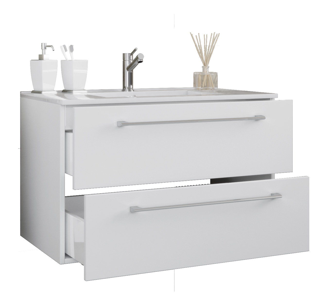 VCM Waschtisch »2-tlg. Waschplatz Waschtisch Badinos 2 Schublade« 2 Stk. tlg.