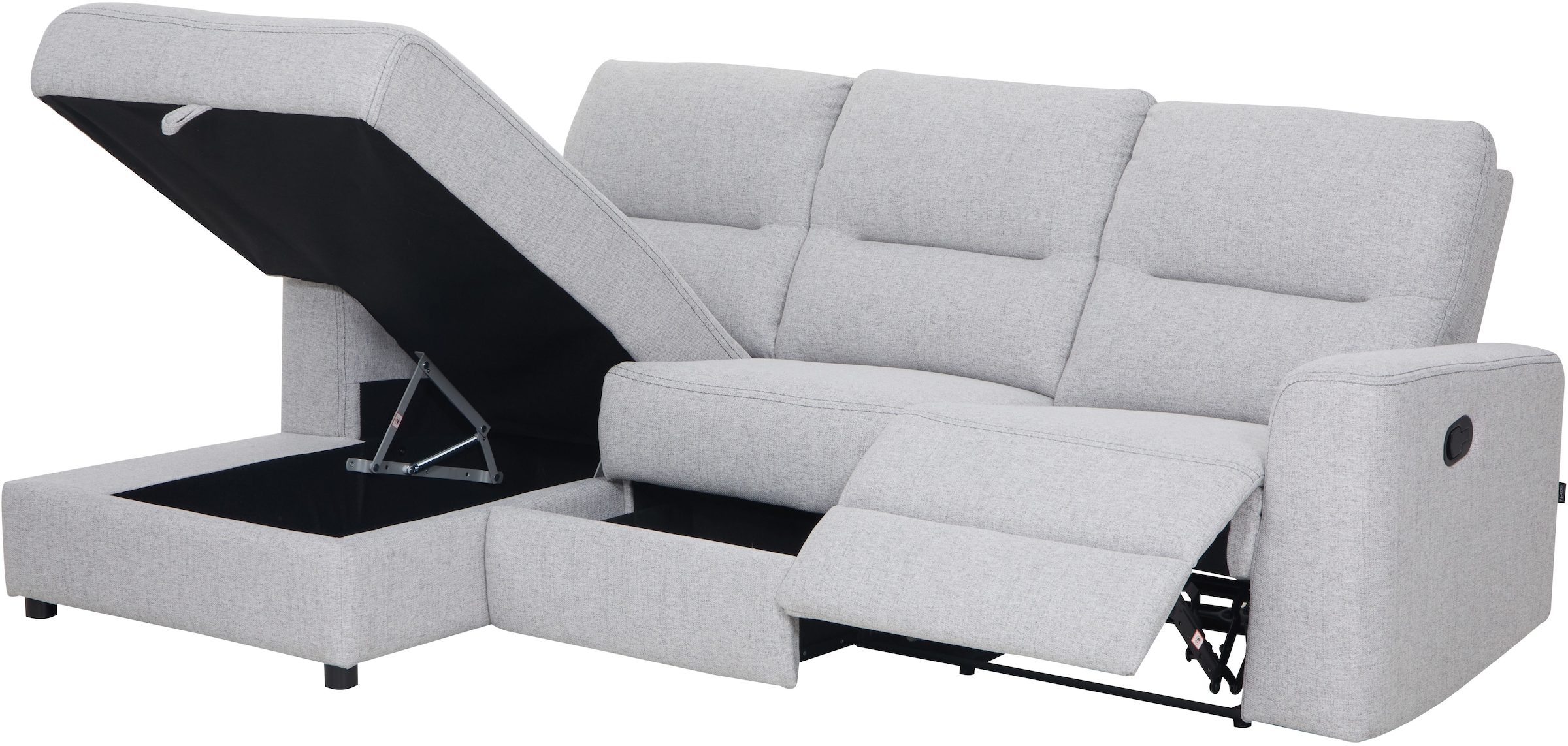 Home affaire Ecksofa »VENOIR, L-Form, 250 cm, manuelle u. elektrische Funktion (m. USB A/C)«, Stauraum unter der Recamiere, 2. Staufach, Federkern