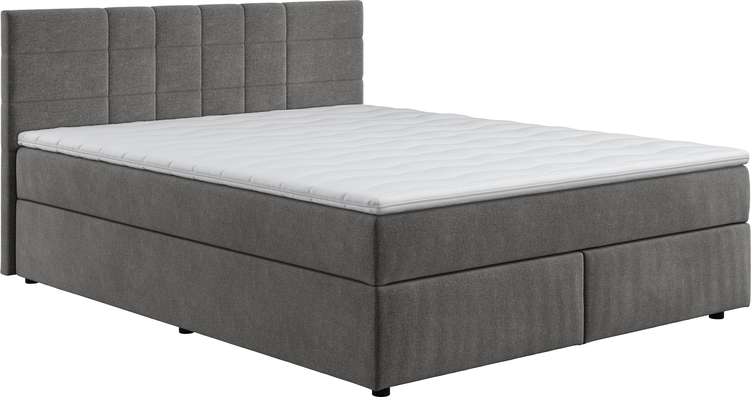 COTTA, Boxbett »Nala« wahlweise mit Matratze und Topper erhältlich, grau, 100% Polyester, Stoff Karo 7-Zonen-Tonnentaschen-Federkern-Partnermatratze, 