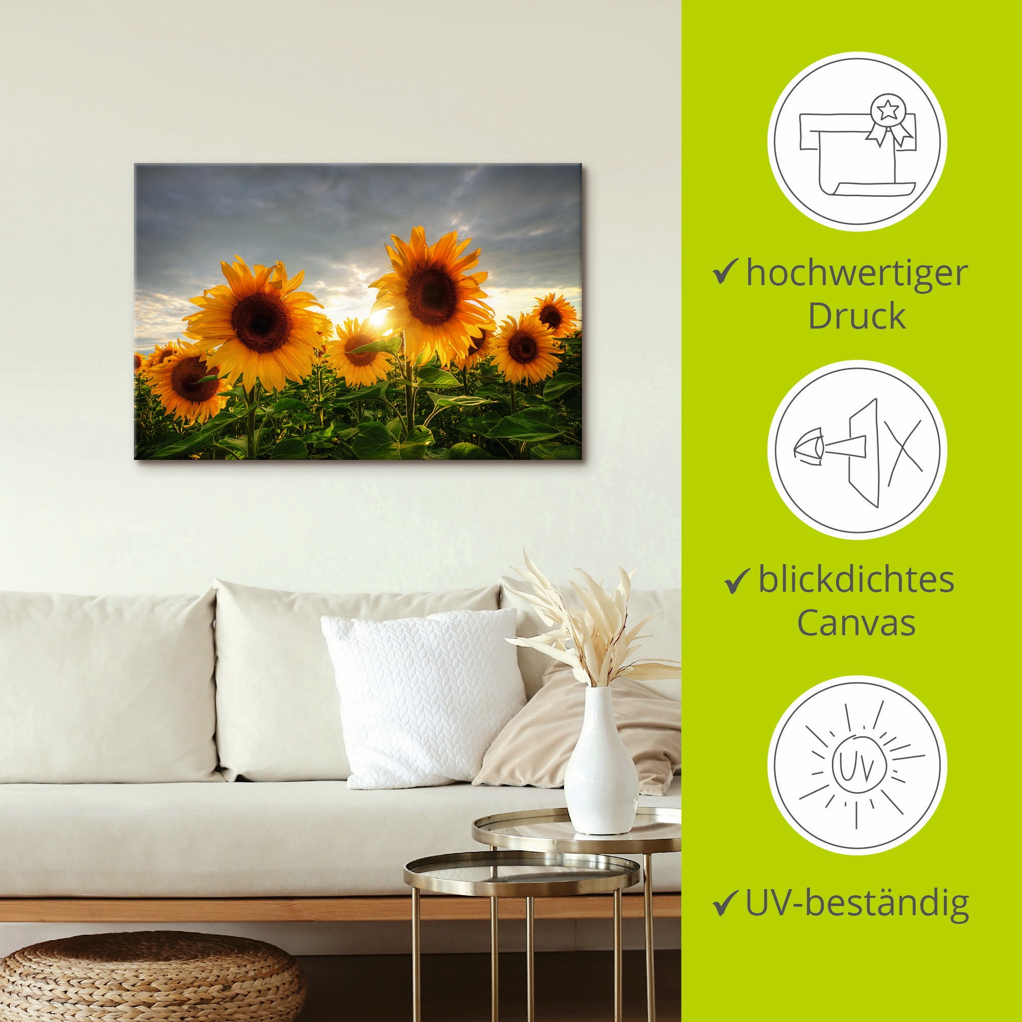 Artland Leinwandbild »Sonnenblumen II« Blumen 1 Stk. tlg. auf Holzrahmen gespannt