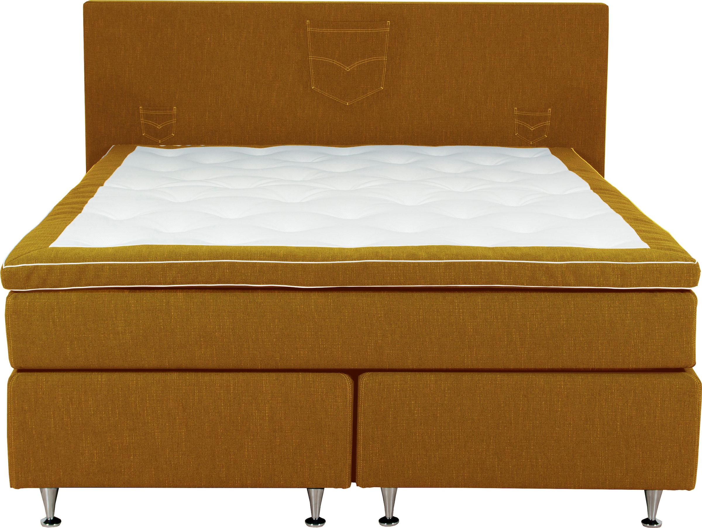 Home affaire Boxspringbett »Zahara« inkl. Topper, besonderes Highlight: aufgenähten Jeanstaschen - Optik