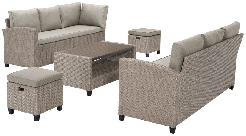 Gartenlounge-Set »Lorca de luxe«, (16 tlg.), 2x Ecksofa, 2 Hocker, Tisch 100x55 cm,...