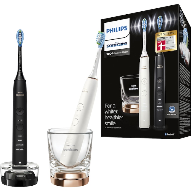 Philips Sonicare Elektrische Zahnbürste »DiamondClean 9000 HX9914/57«, 2 St.  Aufsteckbürsten, mit Schalltechnologie, 2er Set, Ladeglas mit 3 Jahren XXL  Garantie