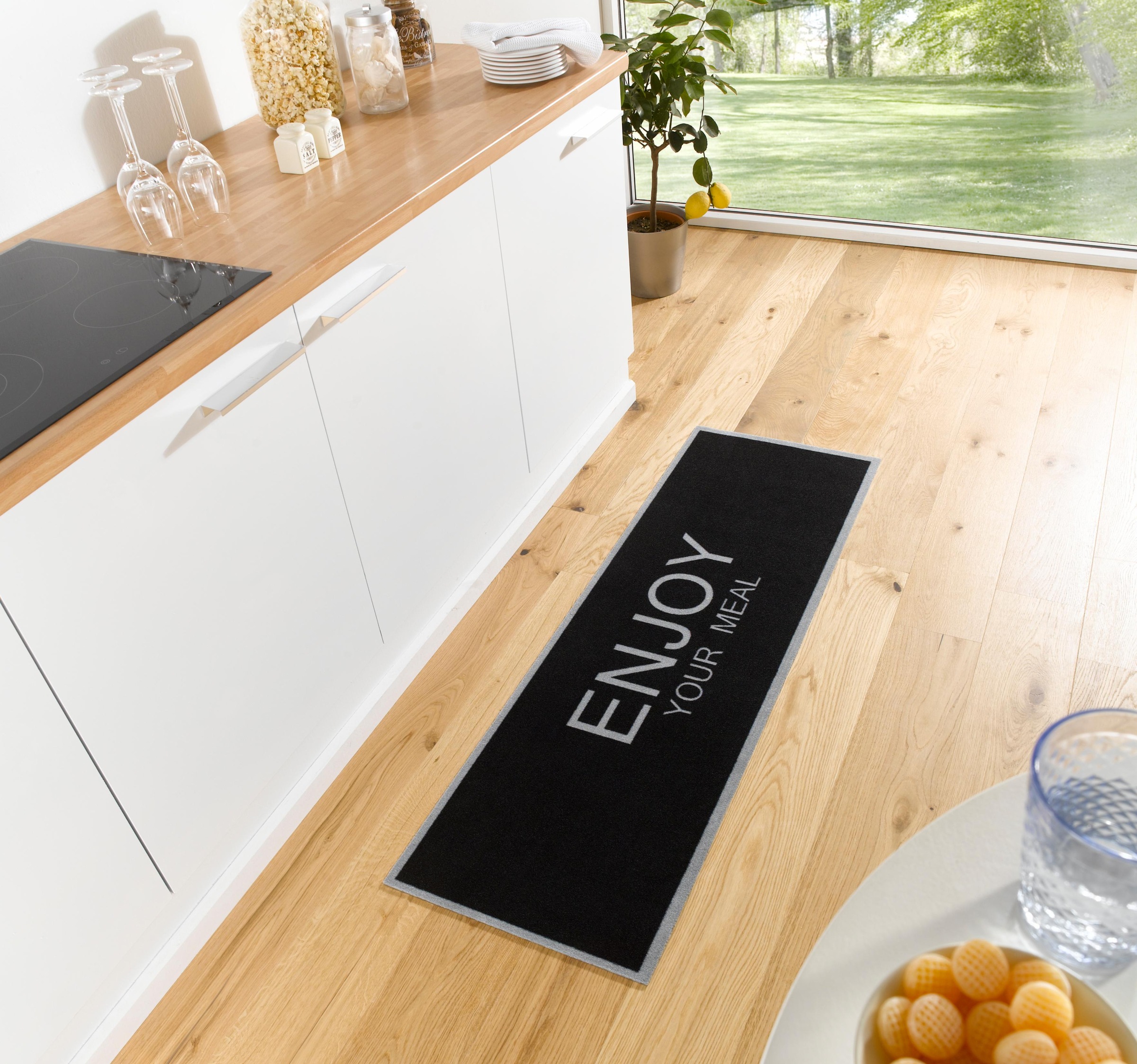 HANSE Home Küchenläufer »Enjoy your meal«, rechteckig, 5 mm Höhe, Kurzflor, rutschhemmend, Strapazierfähig, Pflegeleicht