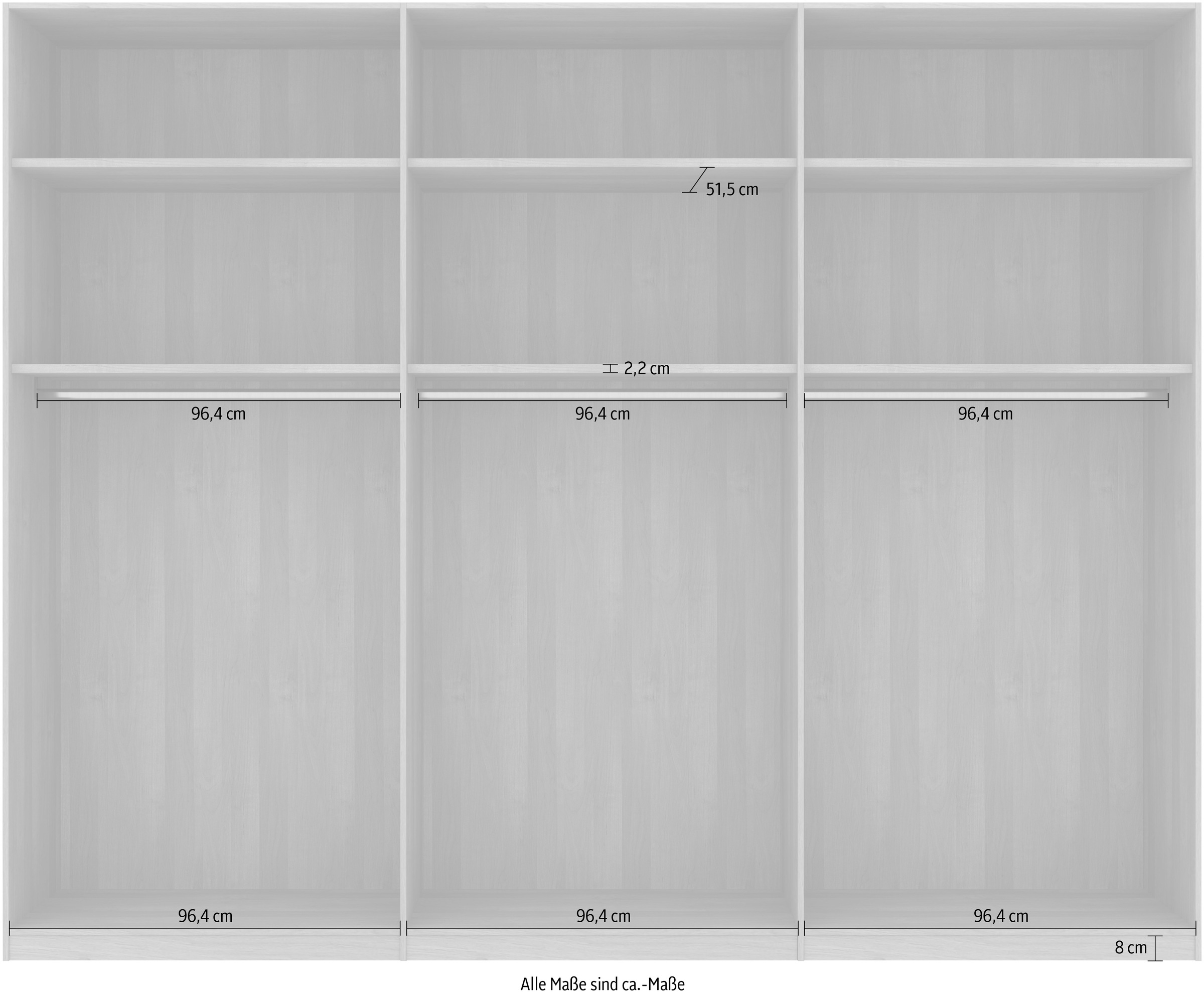 Musterring Drehtürenschrank »Savona, Kleiderschrank, Schrank, Garderobe, teilmassiv Eiche«, (mit Türdämpfern, mit Spiegel oder Glas, extra Böden, MADE IN GERMANY), Türen in Bianco-Eiche massiv, Spiegel-/Glastüren, verschiedene Größen
