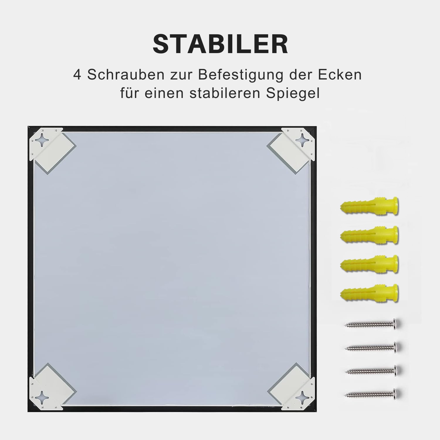 Loevschall Wandspiegel »Rechteckige Spiegel mit schwarzem Alurahmen, wendbar, einfache Montage«, (2 Größen - 51x76 / 61x76 cm, vertikal und horizontal möglich, Schwarz), Spiegel für Schlafzimmer, Wohnzimmer, Garderobe, Flur und Badezimmer