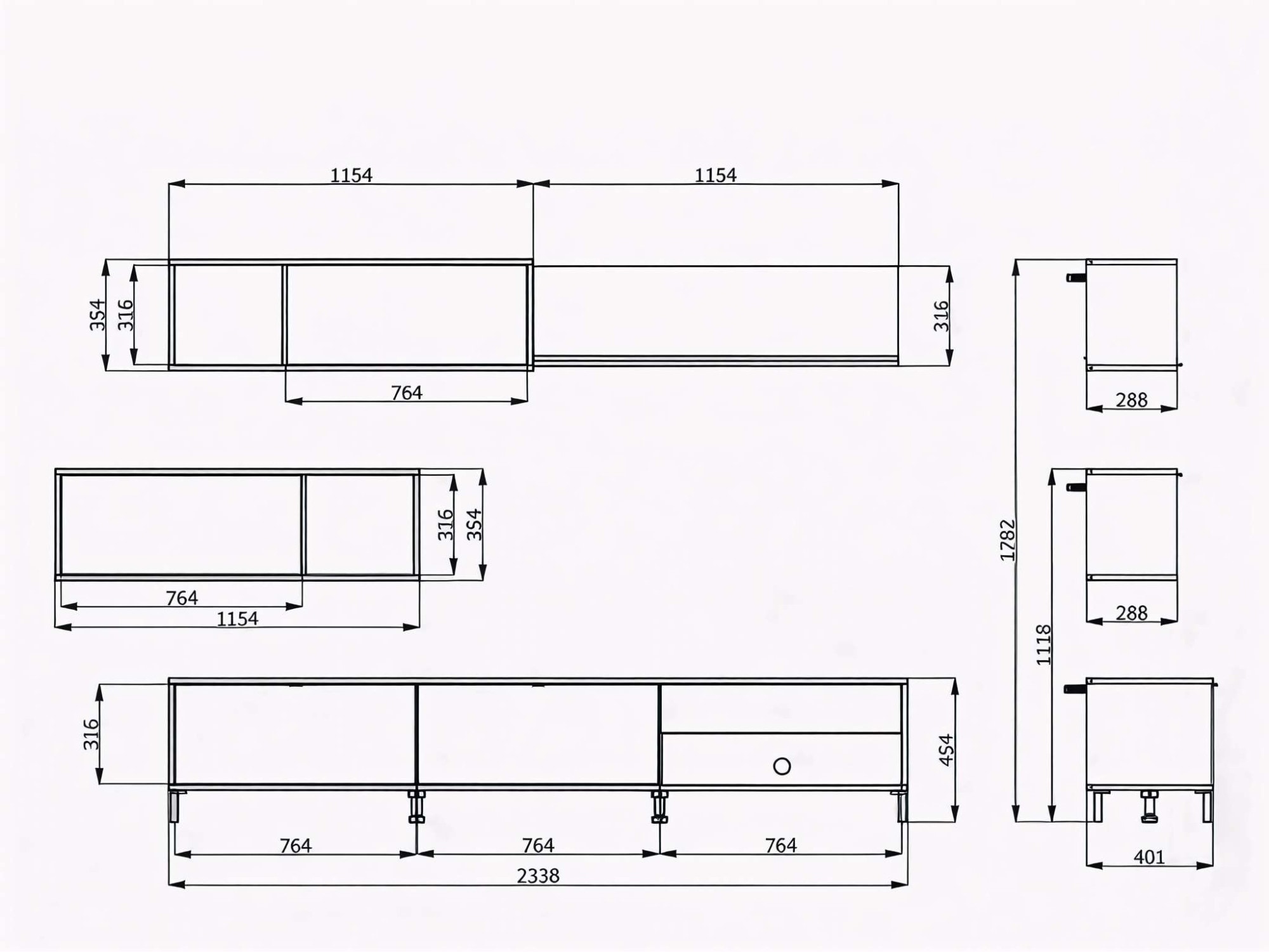 Home affaire Wohnwand »Norwich Anbauwand, Wohnkombination, Wohnzimmer-Set« 4 Stk. tlg.