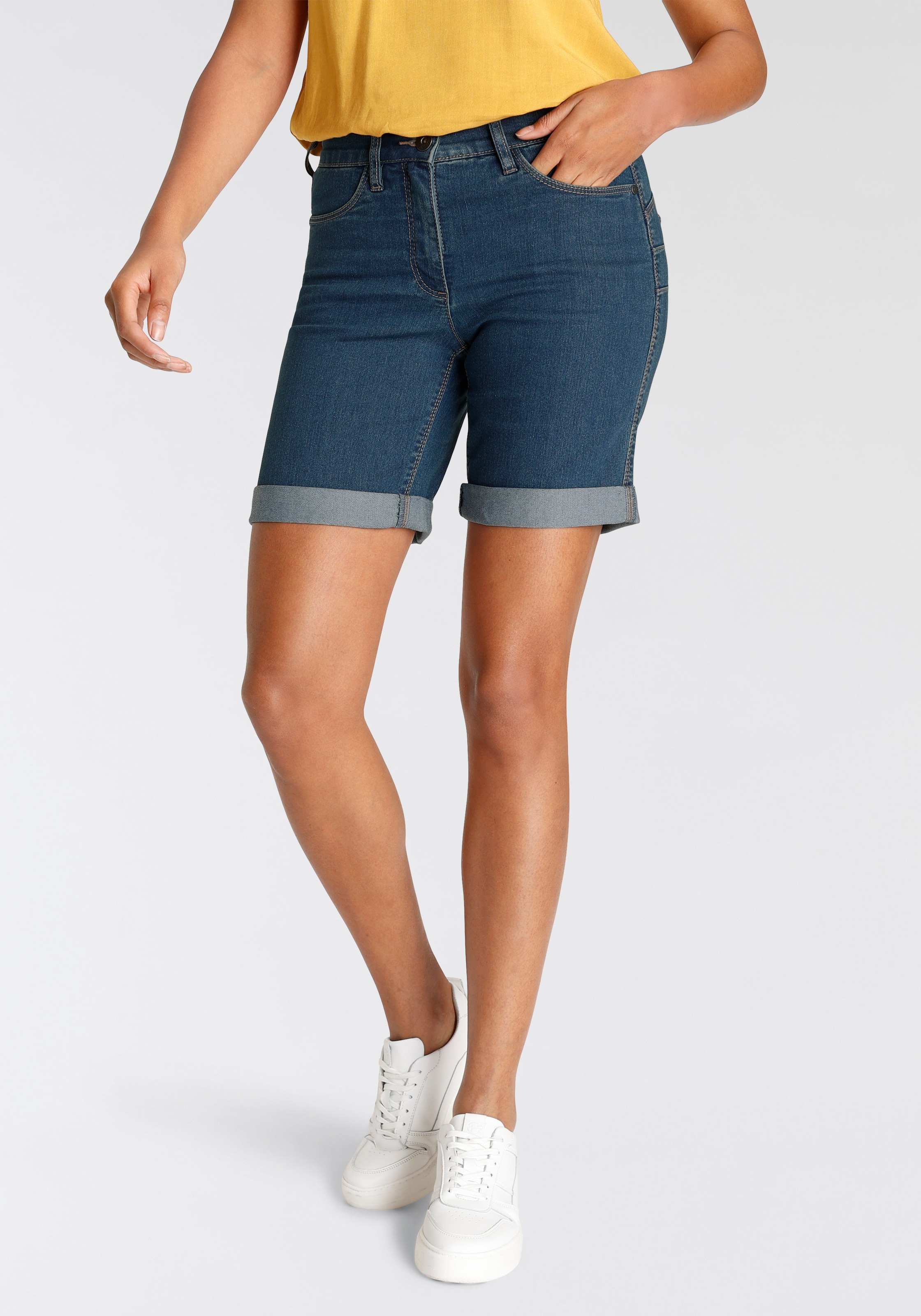 Arizona Jeansbermudas, weite Passform, kurze Beinform, hohe Leibhöhe