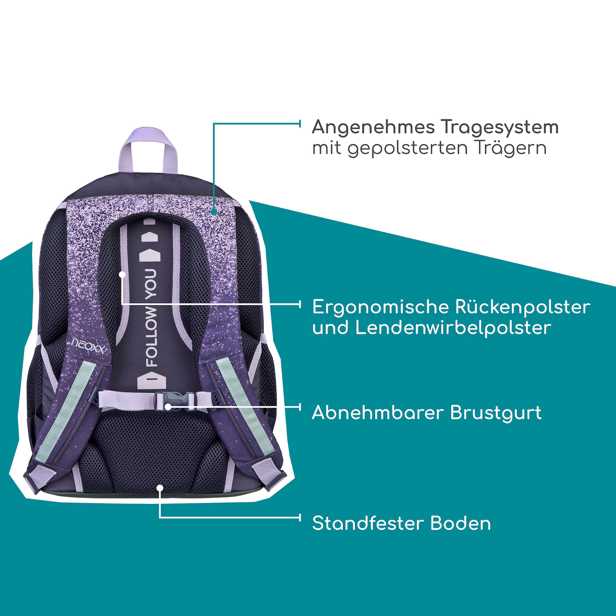 neoxx Schulrucksack »Flow, Glitterally perfect«, teilweise aus recyceltem Material