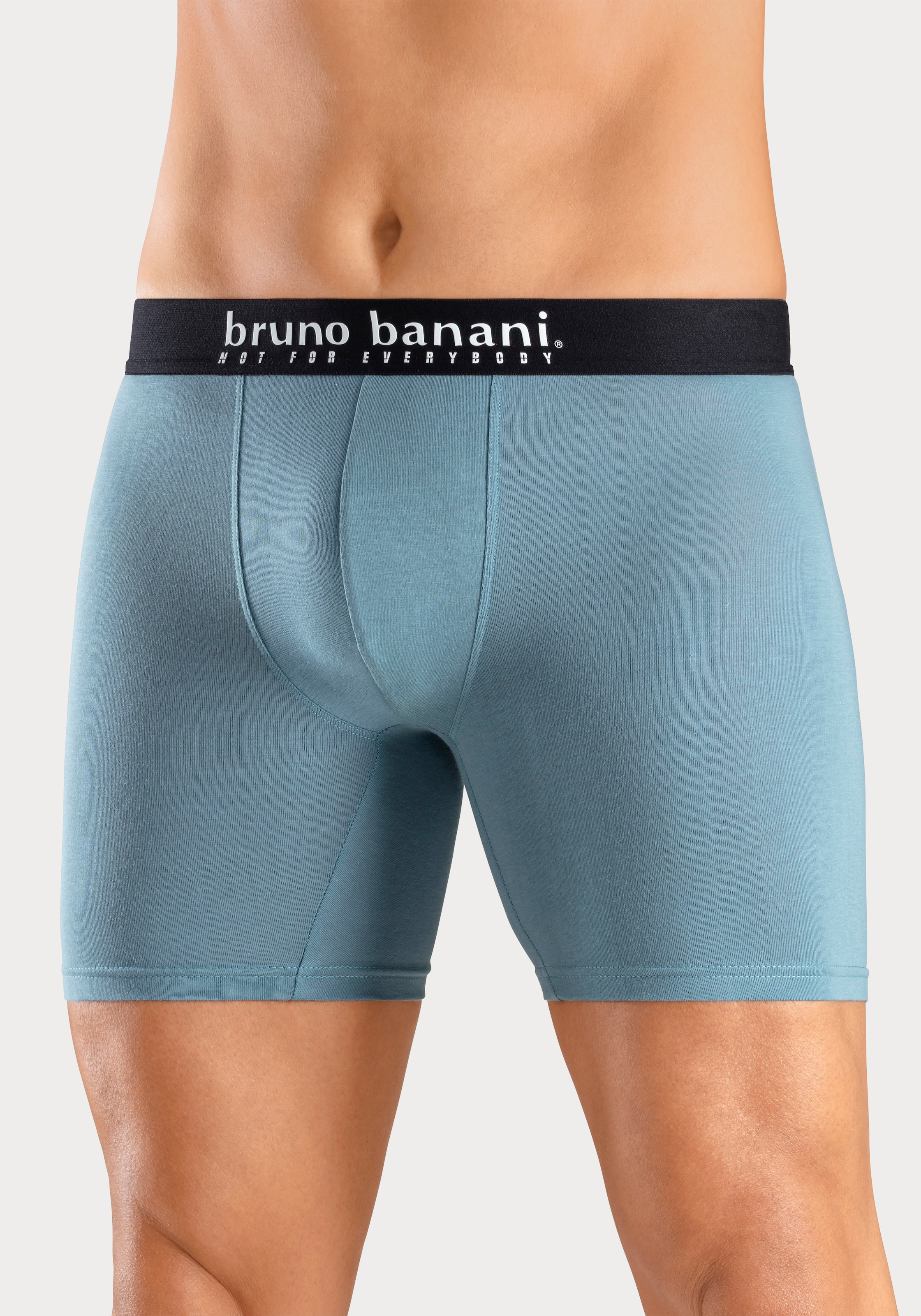 Bruno Banani Langer Boxer Packung, 4er-Pack, 4 Stk. Langes Bein, Palmendruck und unifarben aus Baumwollmischung