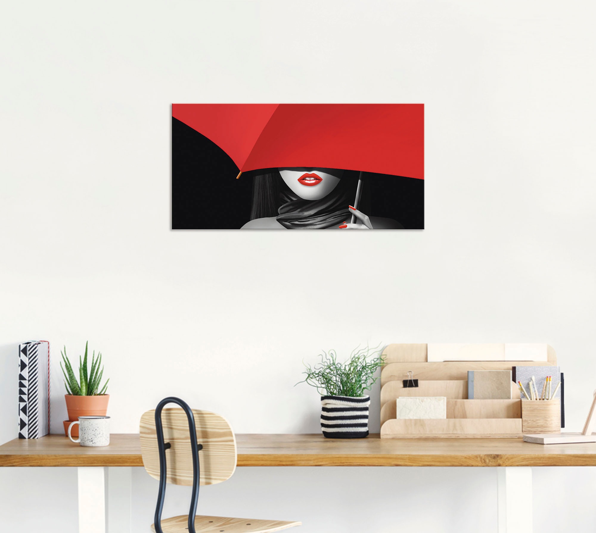 Artland Wandbild »Rote Lippen unter dem Regenschirm«, Frau, (1 St.), als Alubild, Outdoorbild, Poster, Wandaufkleber in verschied. Größen