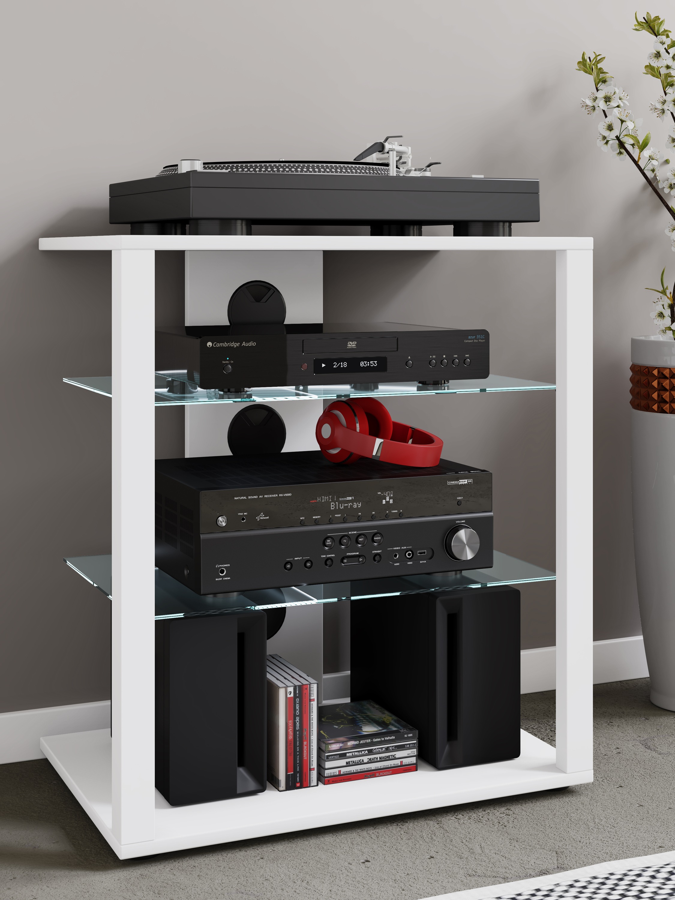 VCM Wohnzimmertisch »Hifi Möbel Rack Alu Glas Phono Mediaregal Folas«