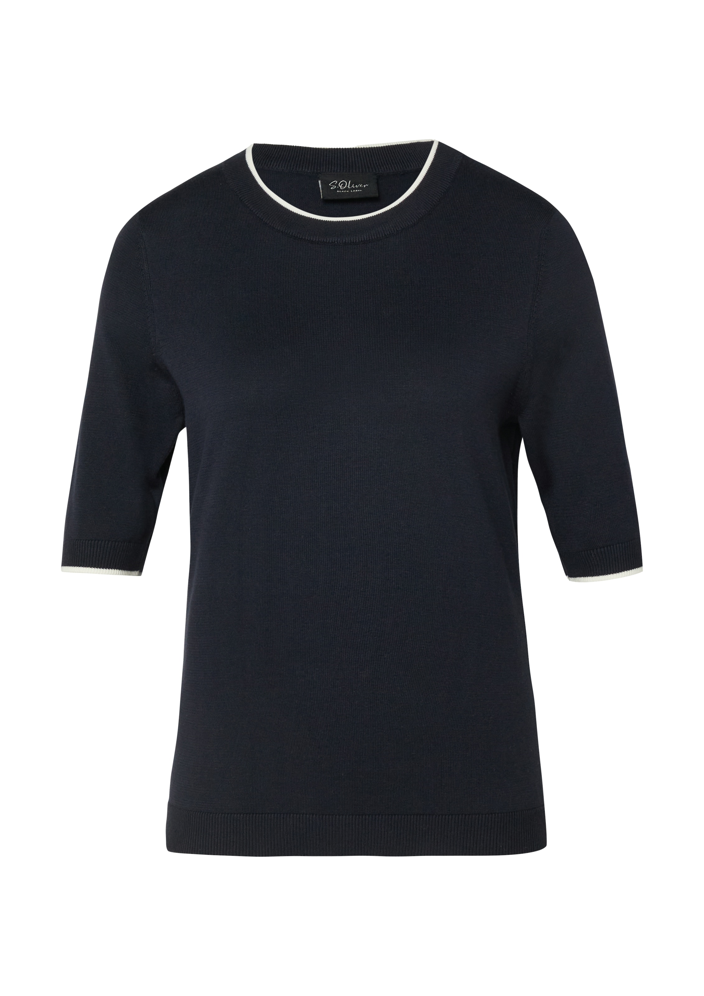 s.Oliver BLACK LABEL Rundhalspullover mit Rippbündchen