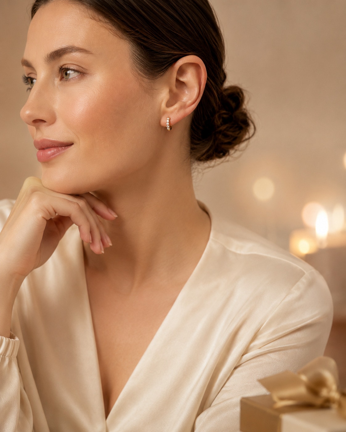 ONE ELEMENT Paar Creolen »Creolen Ohrringe ¿ 11,8 mm aus 585 Gold« mit 10 Lab Grown Diamanten / Labordiamanten 0,35 ct