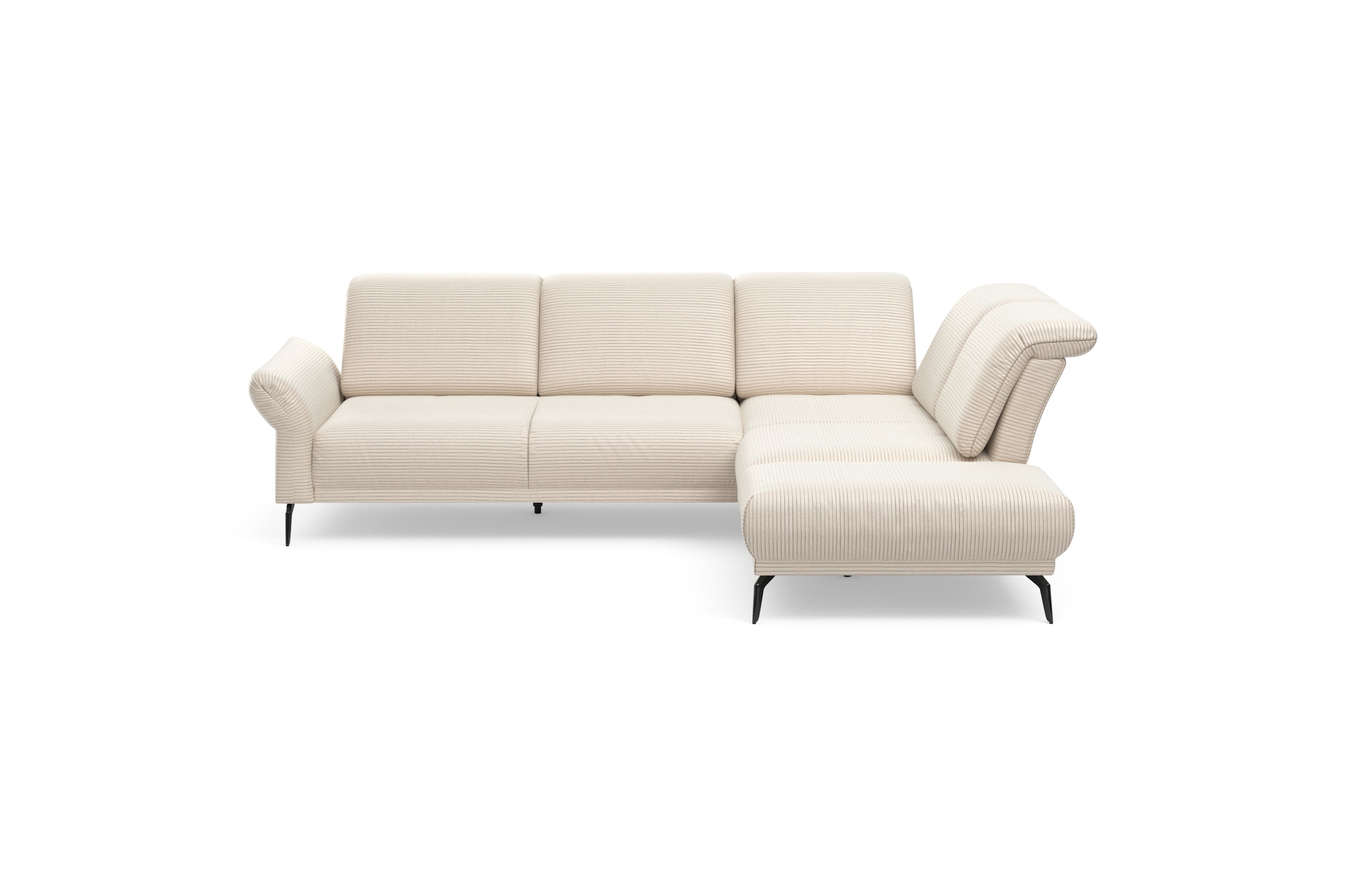 INOSIGN Ecksofa »Coco L-Form« Sitztiefen-, Arm- und Kopfteilverstellung, Cord-Bezug, Fußhöhe 15 cm