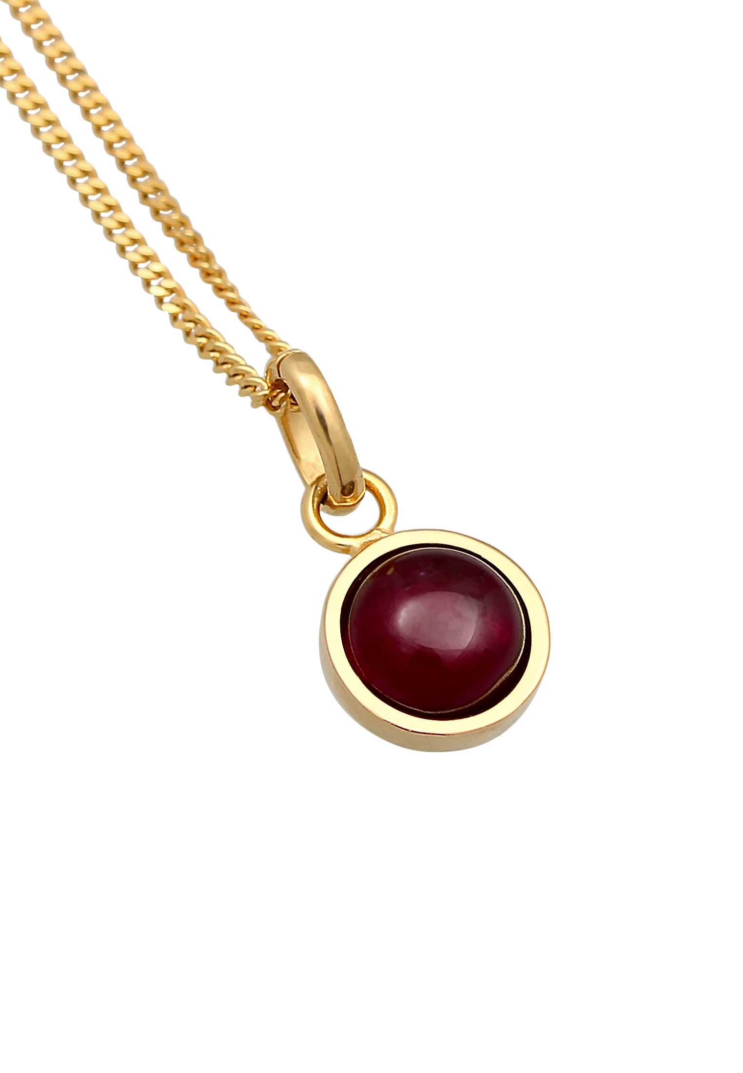 Elli Premium Silberkette »Halskette Solitär Geburtsstein Granat Rot 925 Sterling Silber vergoldet«