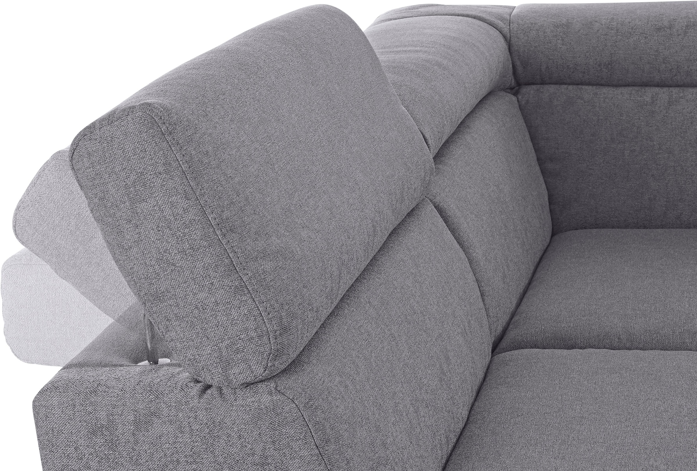 DOMO collection Wohnlandschaft »Mira, inklusive Kopfteilverstellung für mehr Wohlfühlkomfort, U-Form«, wahlweise mit Bettfunktion und Bettkasten, elegant und modern