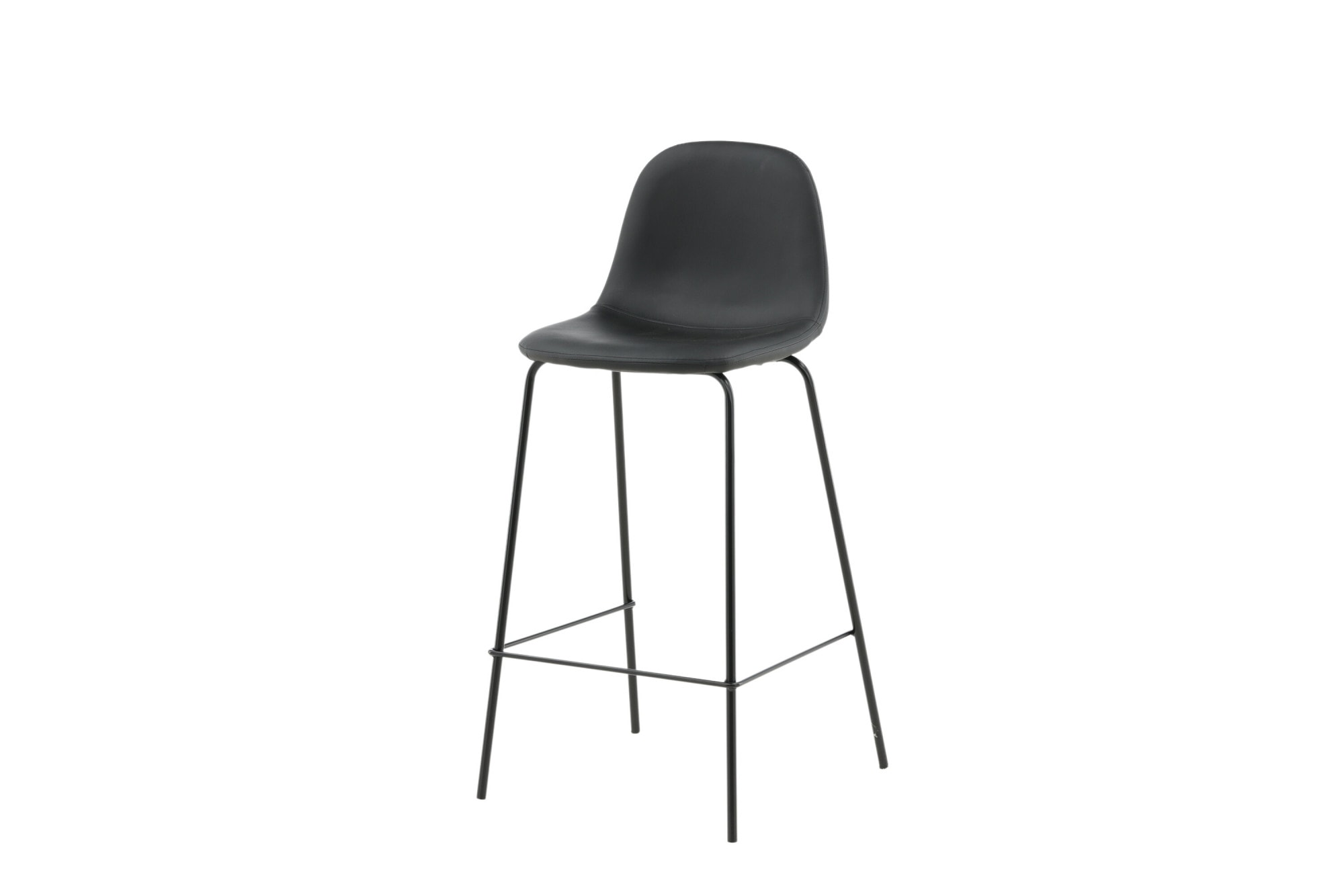 Venture Home Barhocker »Polar, 2er-Set Barhocker in Schwarz-PU, luxuriös, 150 kg belastbar« 2 Stk. tlg. Tresenstuhl, Lederlook, schwarze Metallbeine, Fußstütze, edel