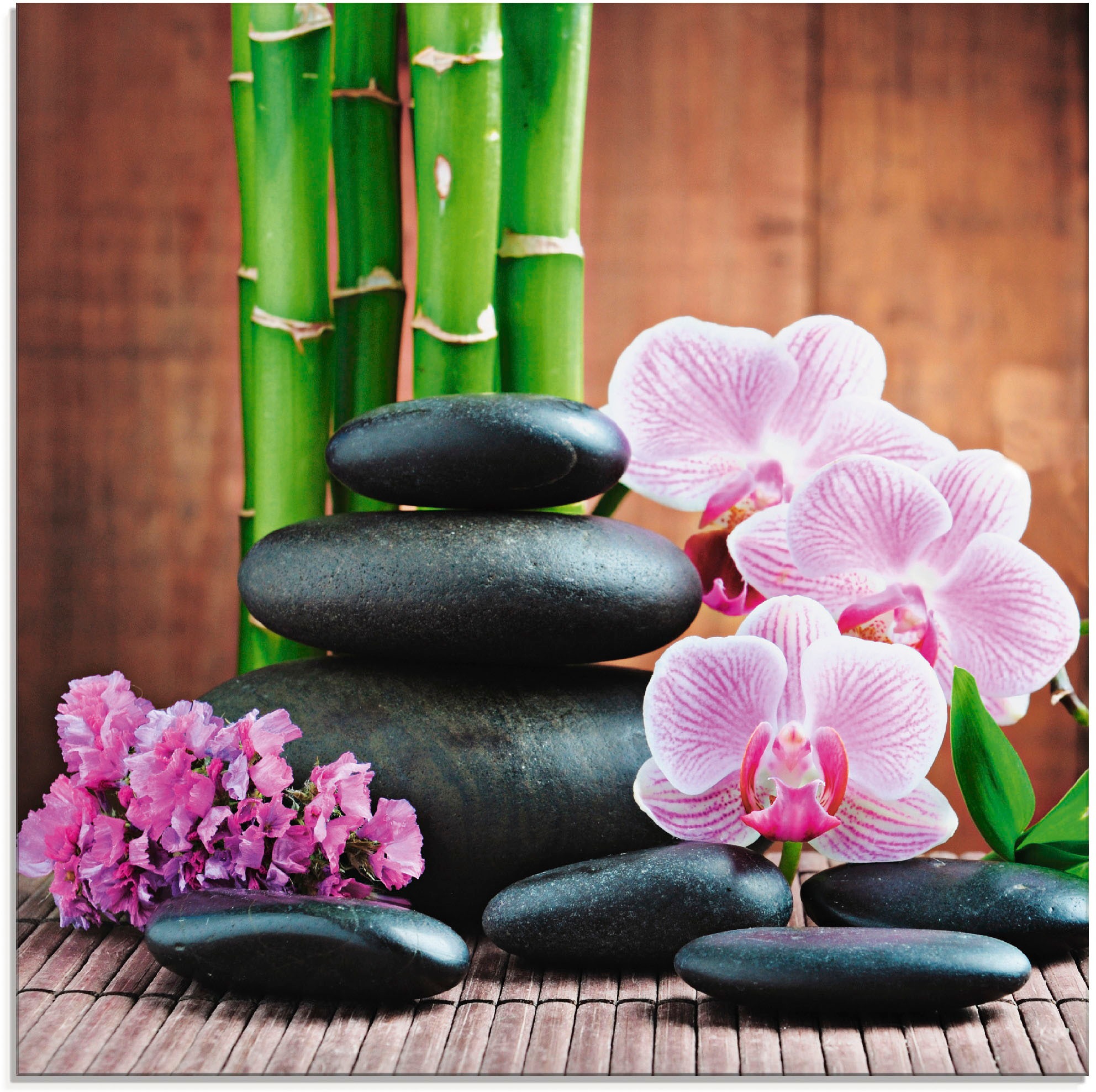 Artland Glasbild "Spa Konzept Zen Steinen Orchideen" Zen 1 Stk. tlg. in verschiedenen Größen