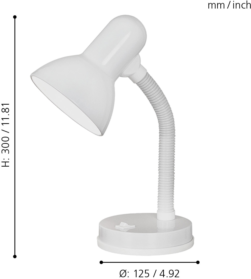 EGLO Tischleuchte »BASIC«, 1 flammig-flammig, weiß/ Ø12,5 x H30 cm /  Wippschalter - schwenkbar - flex. Hals online kaufen | mit 3 Jahren XXL  Garantie | Tischlampen