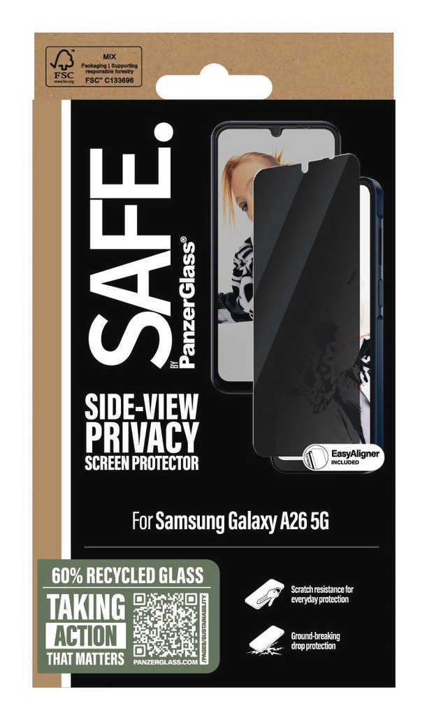 SAFE by PanzerGlass Displayschutzglas »Side-View Privacy Screen Protection«, für Samsung Galaxy A26 5G, Displayschutzfolie, Blickschutz, Bildschirmschutz, kratz- & stoßfest