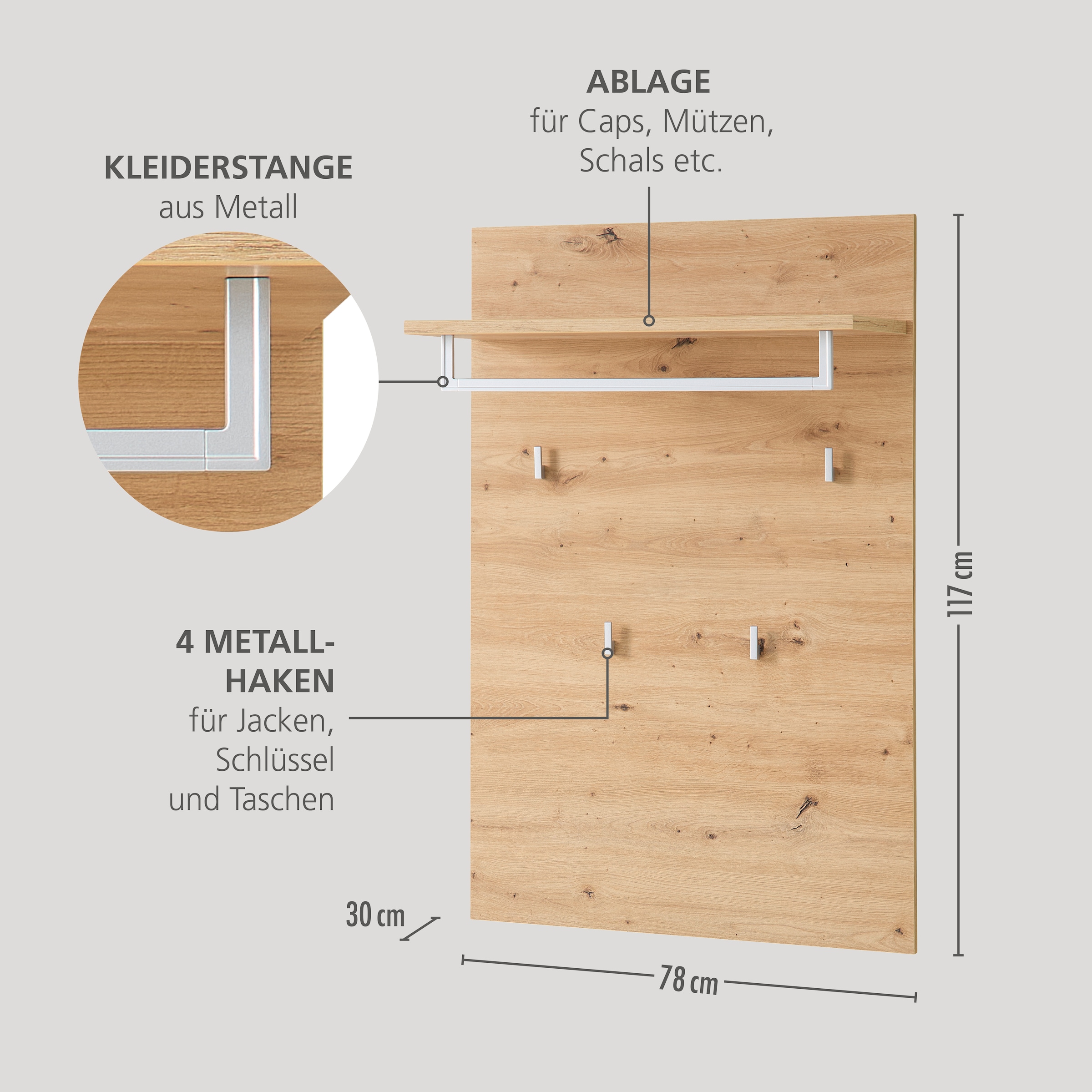 Innostyle Garderoben-Set »Bari Garderobenprogarmm, BxHxT 264x202x38 cm«, (Set, 5 St.), Besteht aus 5 Typen