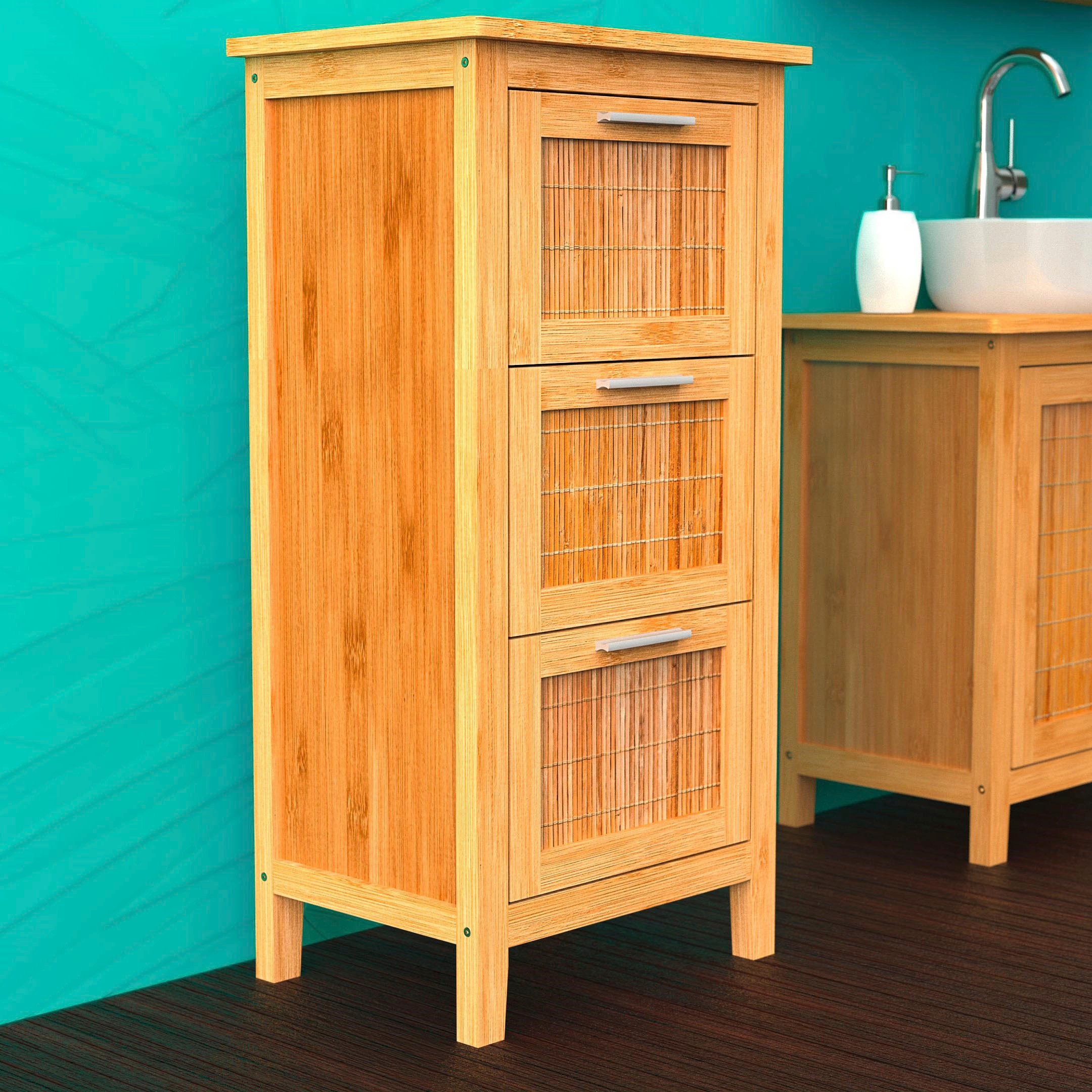 Eisl Unterschrank "Bambus" Badschrank schmal mit 3 Schubladen