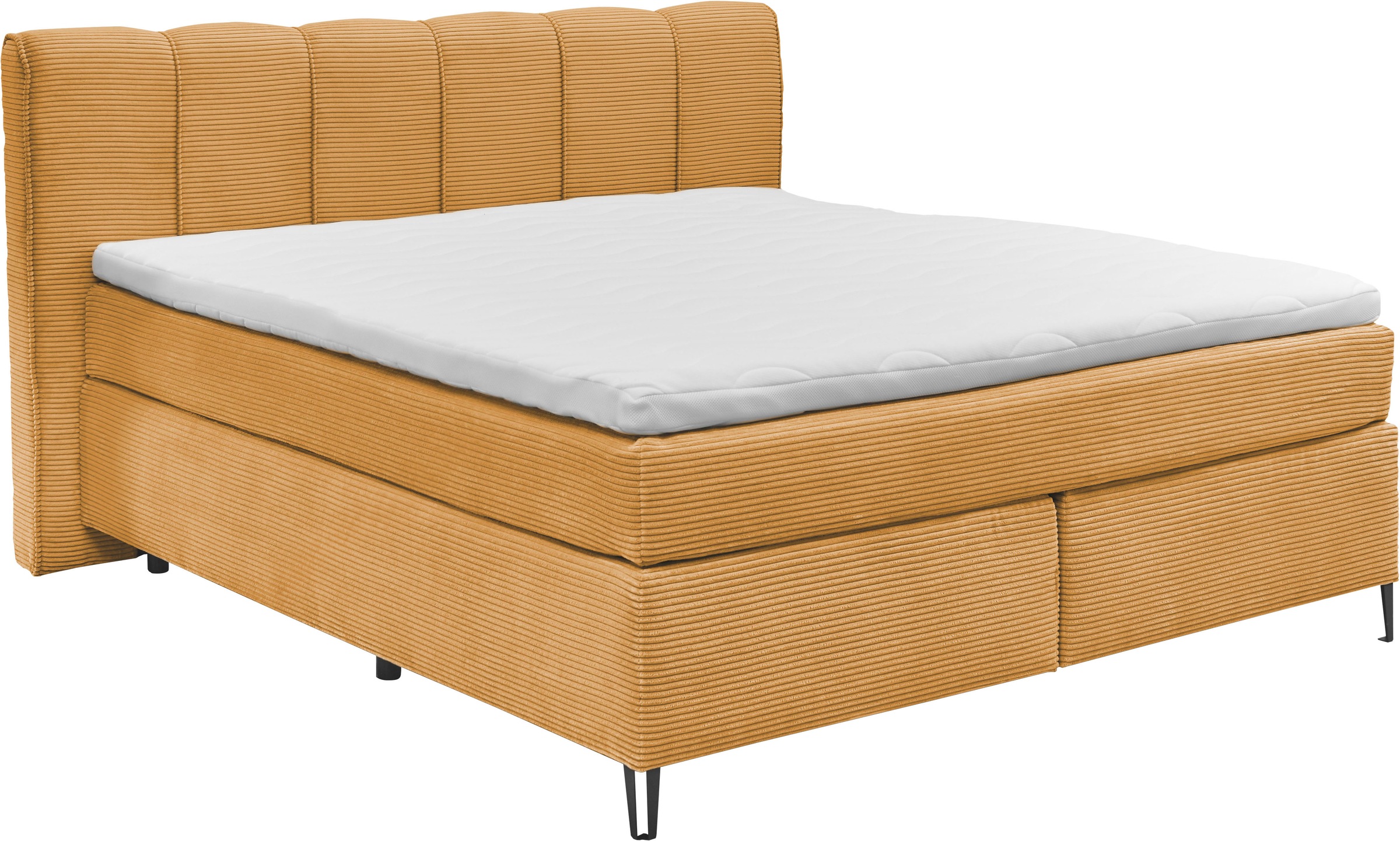 set one by Musterring Boxspringbett »Fairfield«, Metallfuß schwarz, Kopfteil mit Keder, Breite 160 oder 180 cm