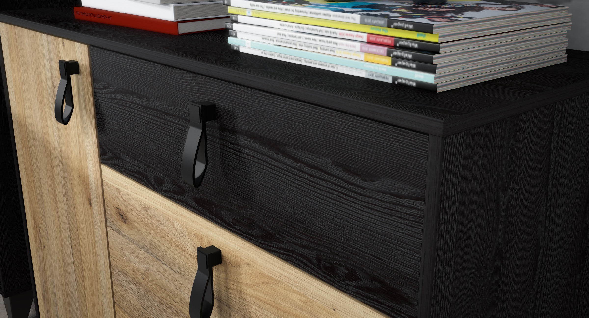 FORTE Sideboard »Lya«, Sideboard 3 Schubkästen, 1 Tür, Stauraum, Griffschlaufen
