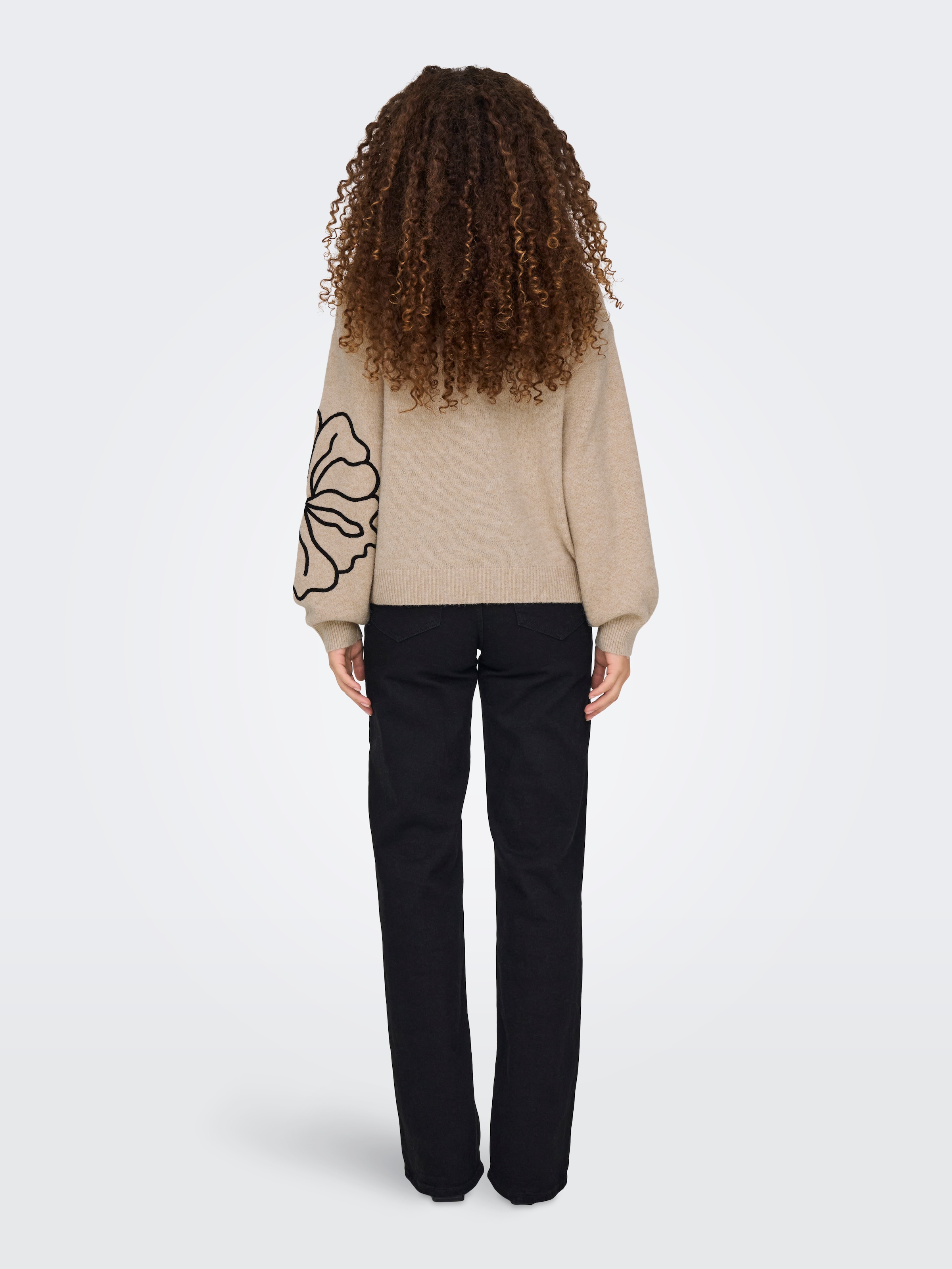 JDY Strickpullover »JDYJELLA L/S FLOWER PULLOVER KNT NOOS« Materialmix, regular fit