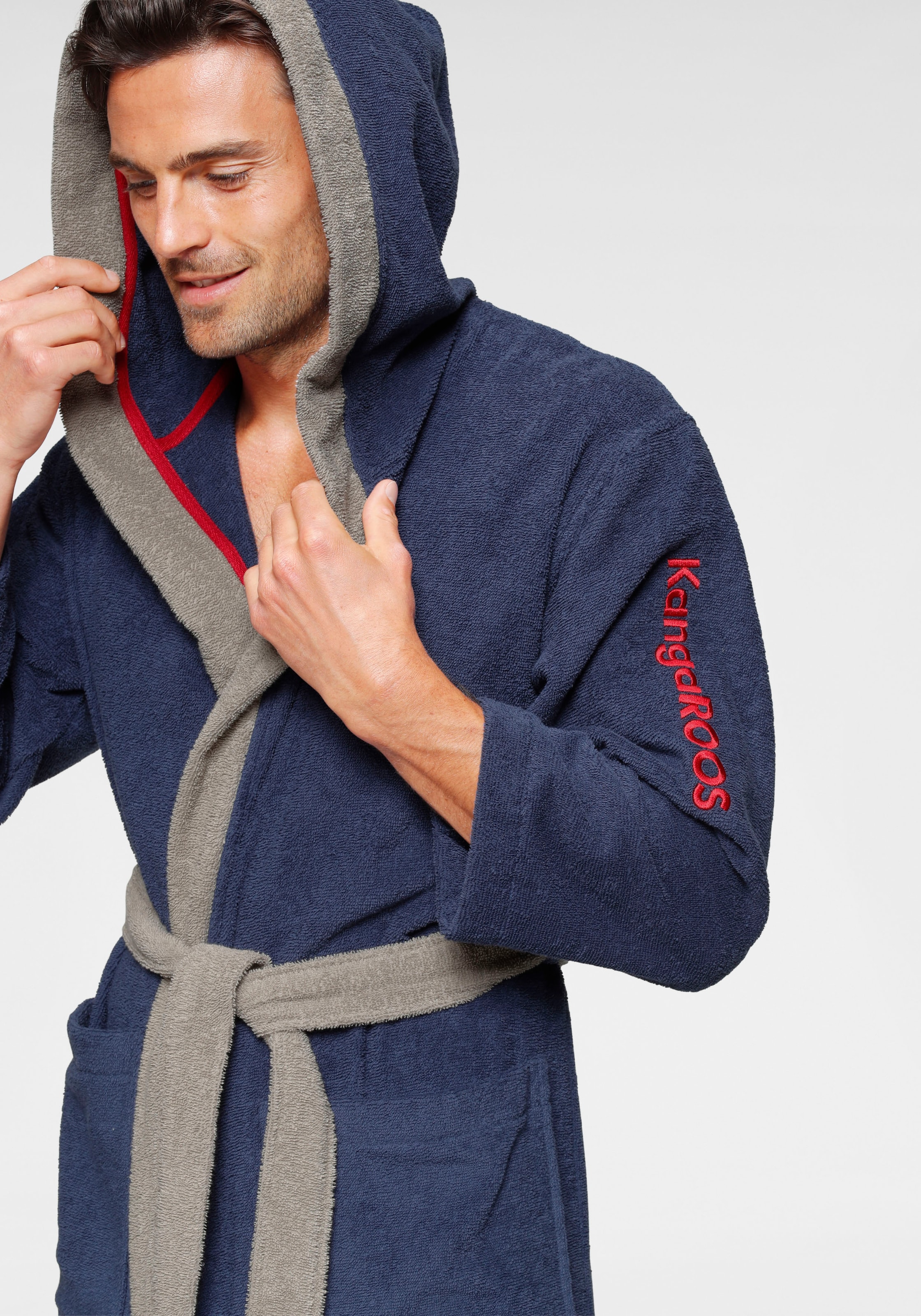 KangaROOS Unisex-Bademantel »Henry, ideal für Sauna & Spa, Hotelbademantel, Morgenmantel«, (1 St.), Bademäntel für Damen & Herren, Logostickerei, S-3XL