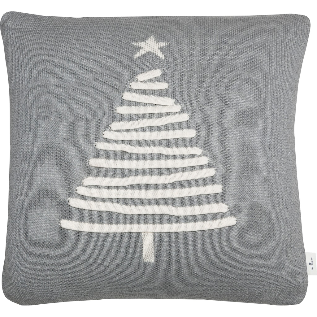 TOM TAILOR HOME Dekokissen »Knitted Shiny Tree«, Gestrickte Kissenhülle ohne Füllung mit Weihnachtsbaum-Motiv, 1 Stück